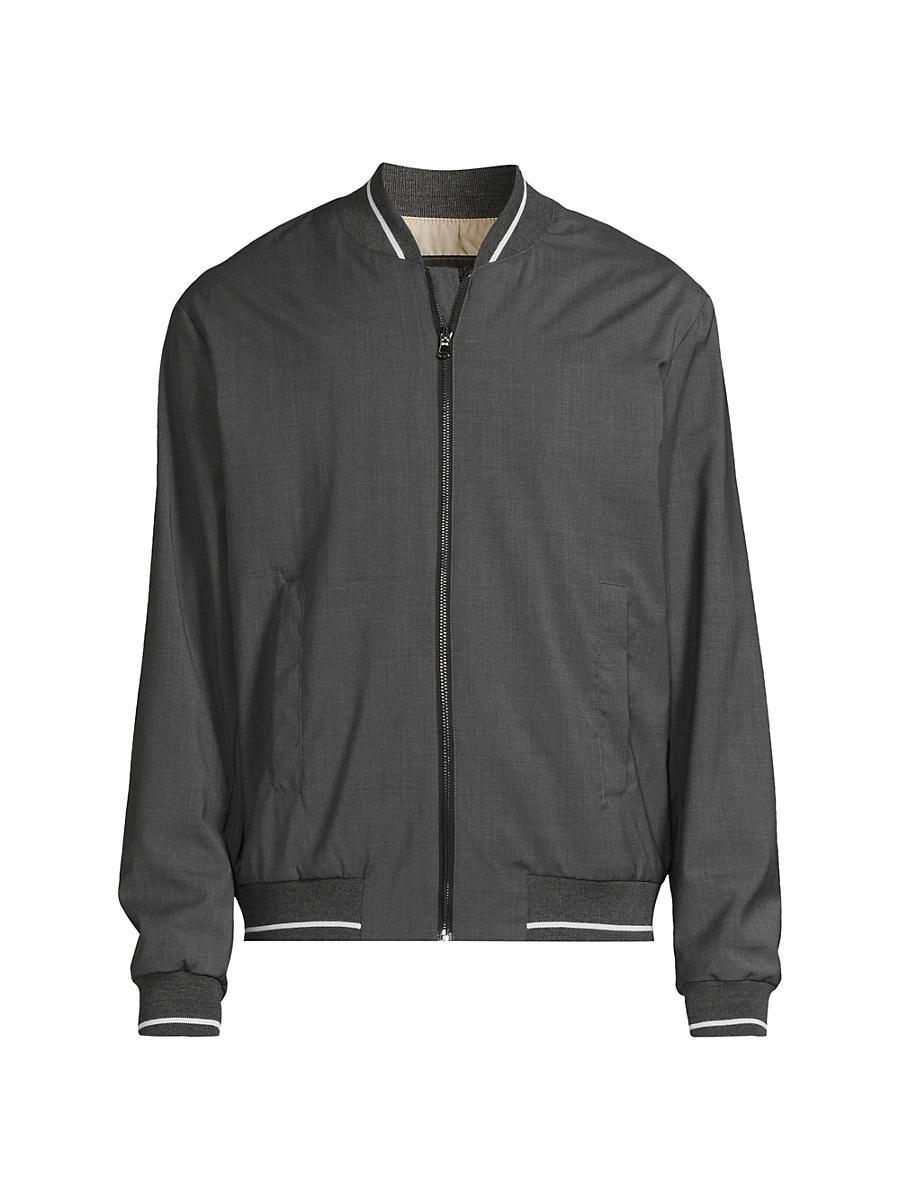 Mens Stretch-Wool Baseball Jacket Product Image