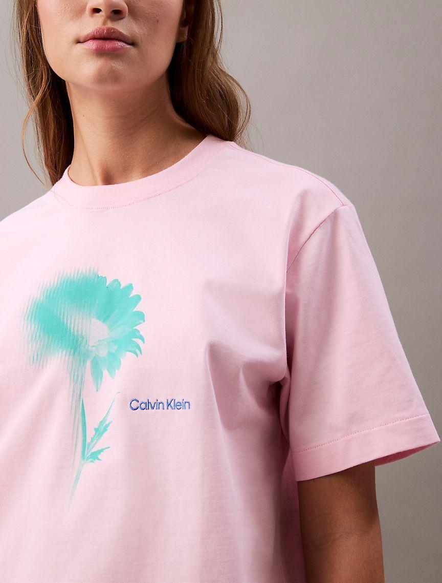 Calvin Klein Women's Faded Flower Graphic Boxy T-Shirt - Pink - XL Product Image