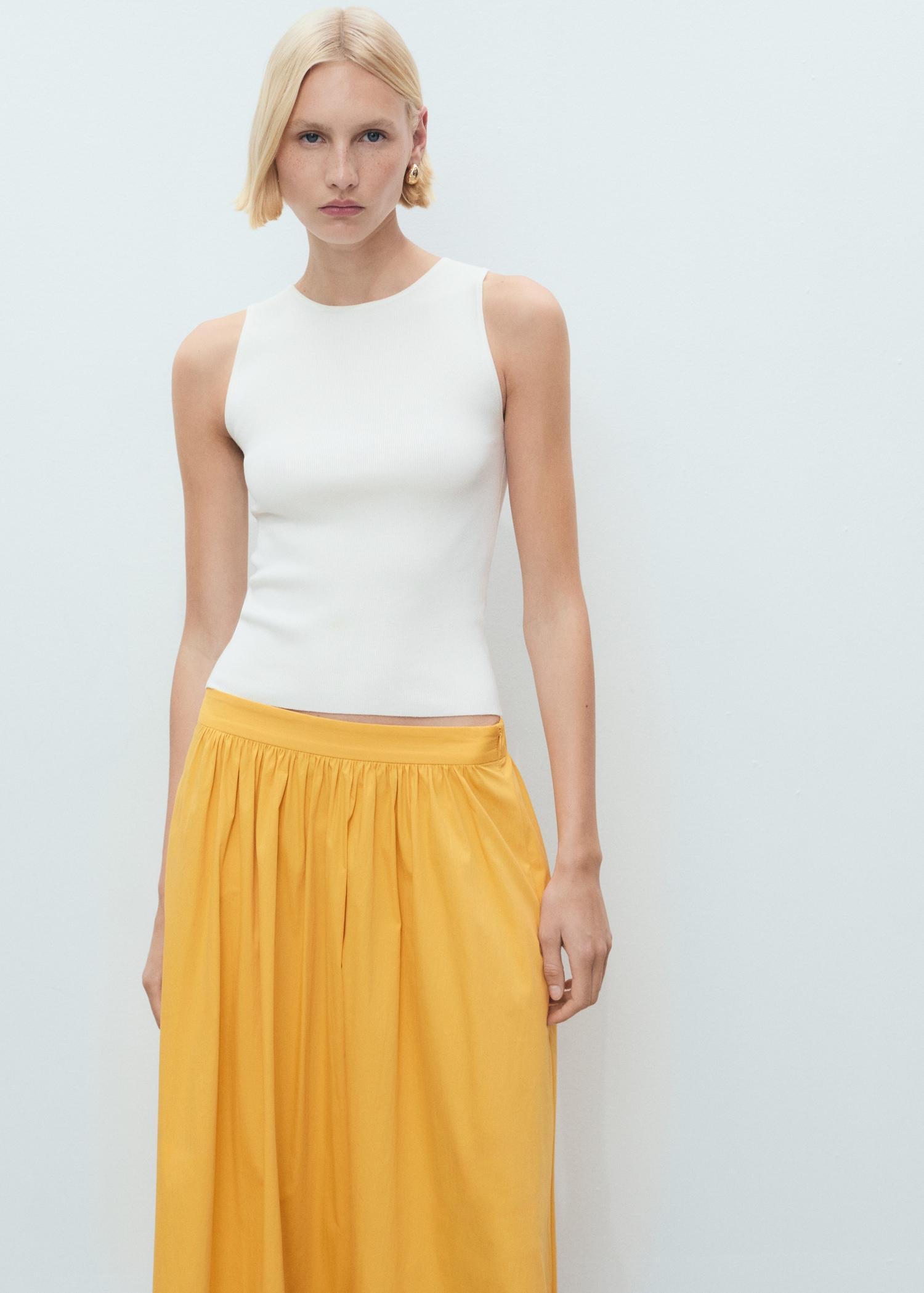 Long gathered skirt - Women | MANGO USA Product Image