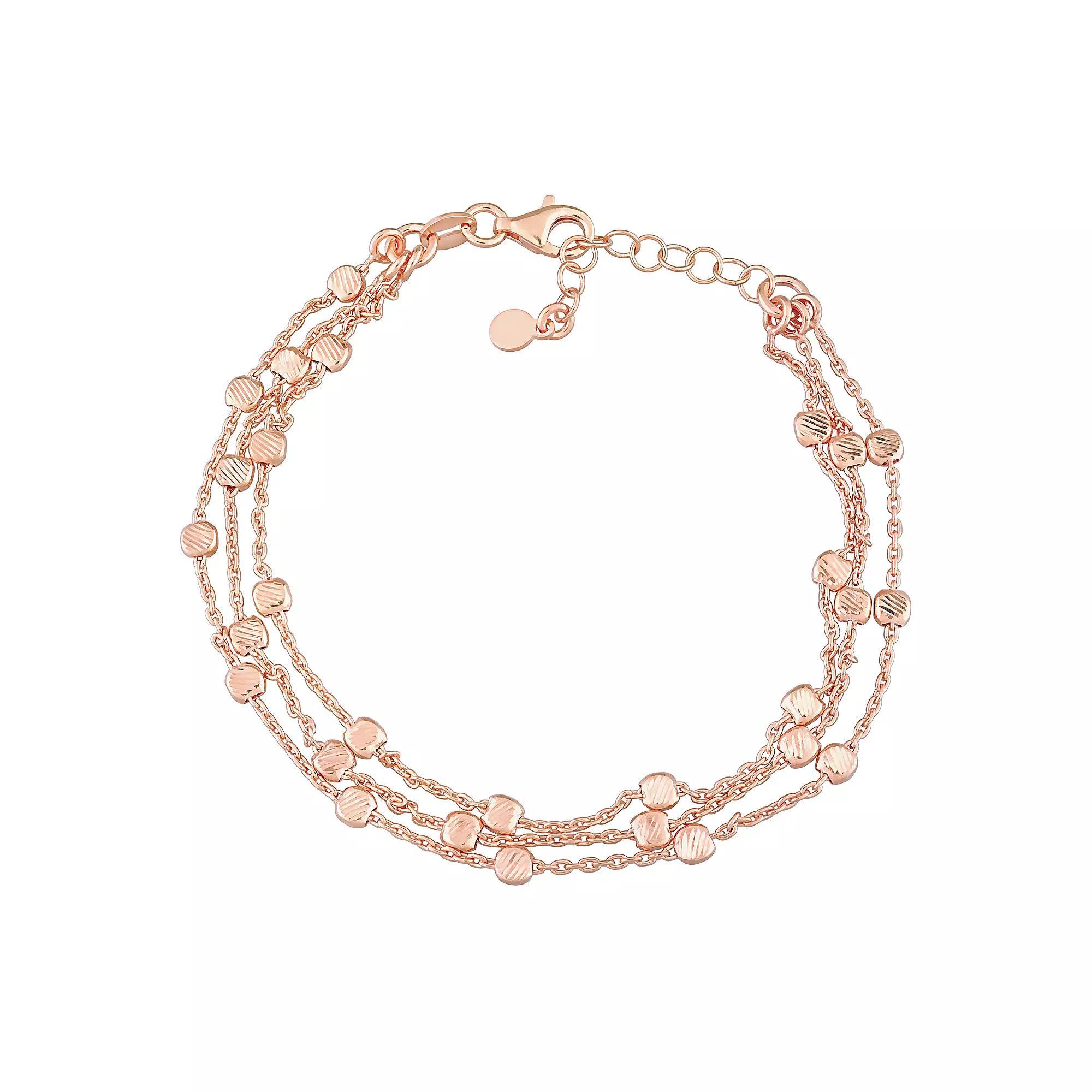 Stella Grace 18k Gold Over Silver Multistrand Chain Bracelet, Women's, Size: 7.5", Rose Gold Tone Product Image