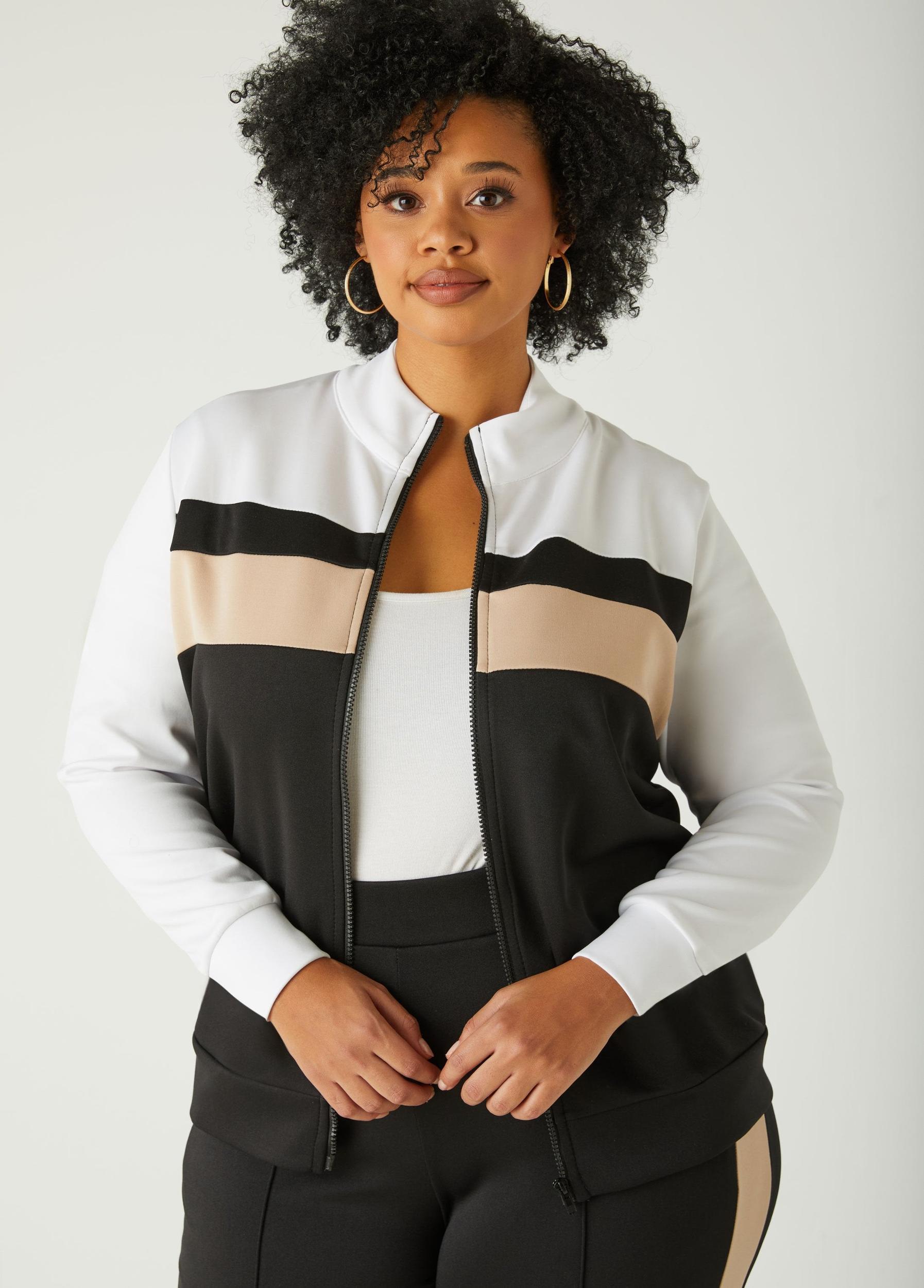 Plus Size Seamed Striped Track Pants Ashley Stewart Product Image