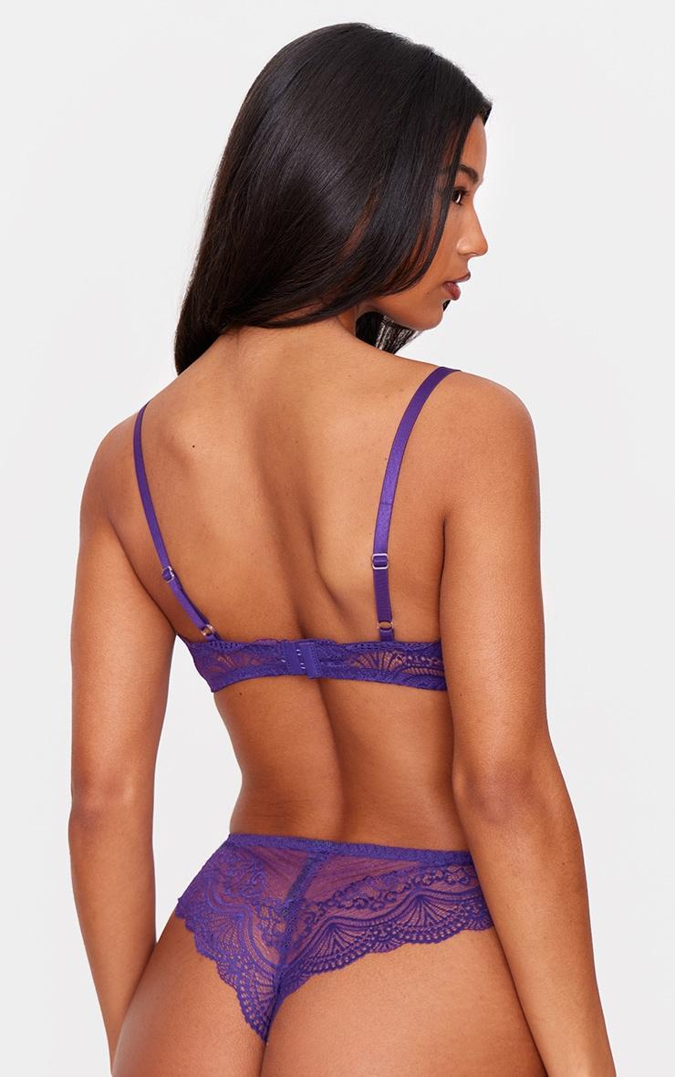 Deep Purple Scallop Lace Thong Product Image