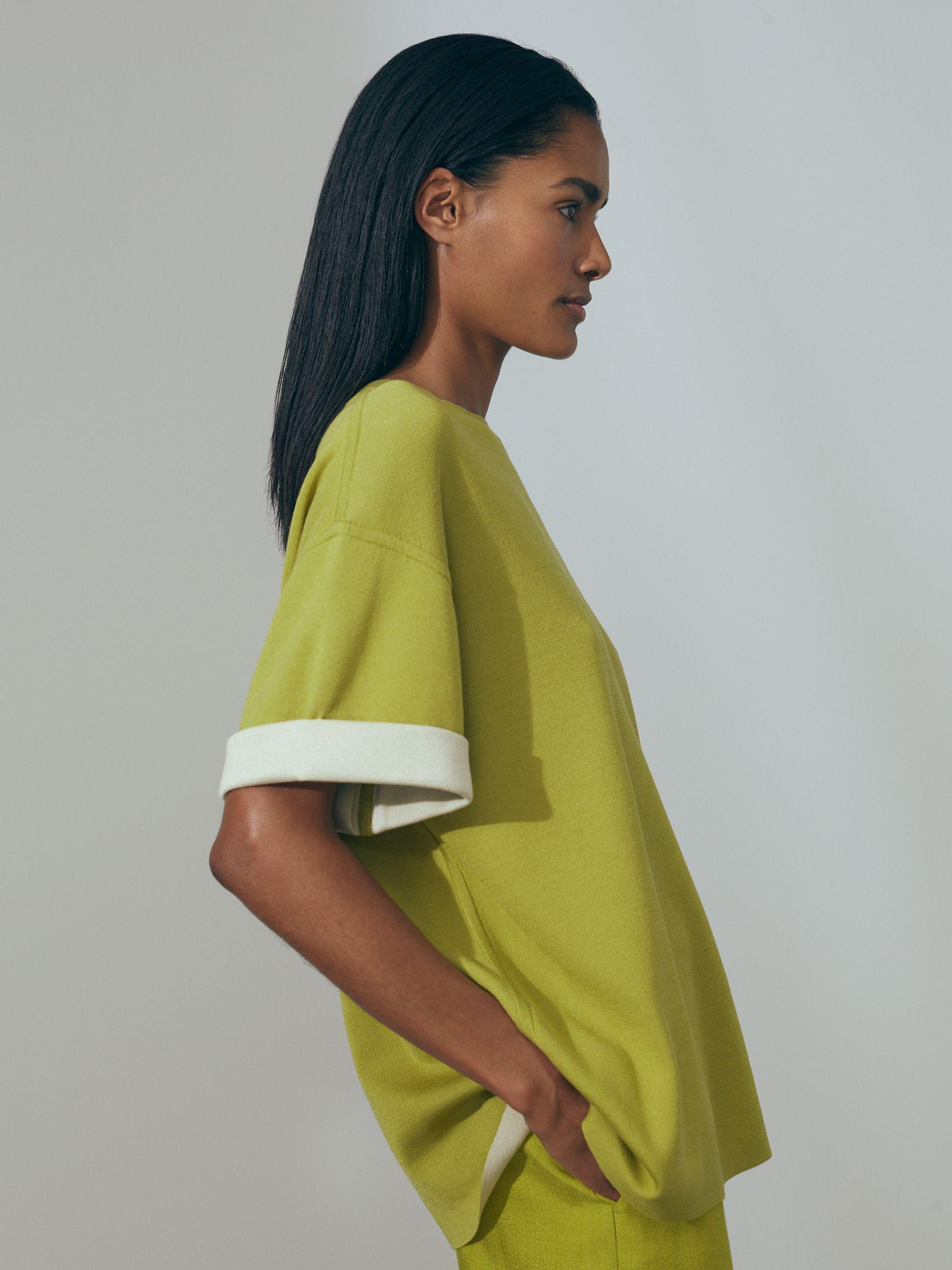 Atelier Knitted Silk Blend Top with Cashmere in Green Product Image