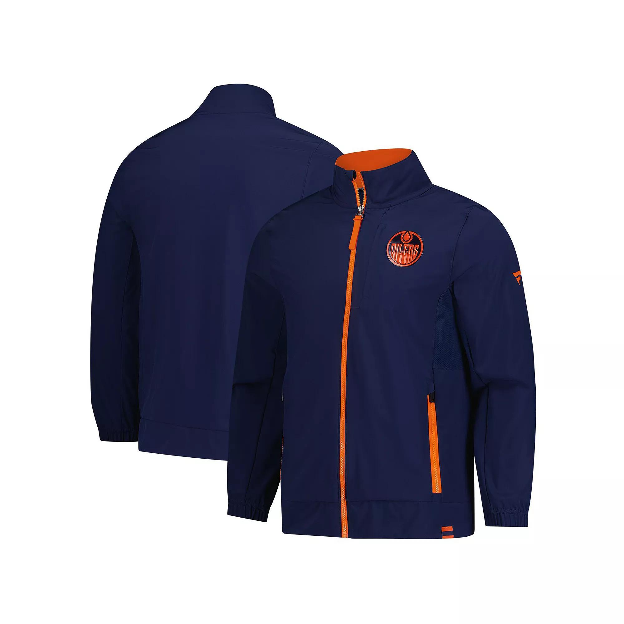 Mens Fanatics Navy Edmonton Oilers Woven Full-Zip Rink Jacket Oil Blue Product Image