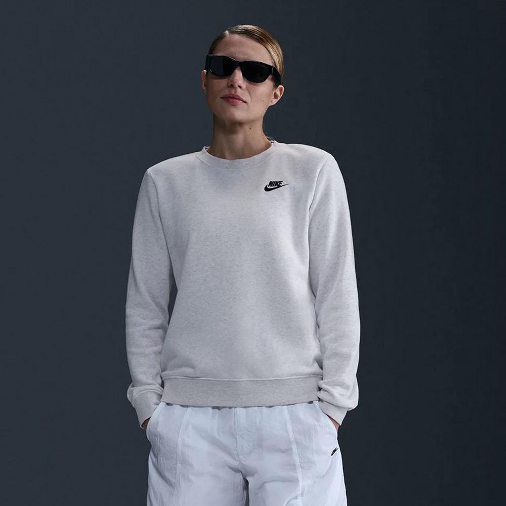 Nike Women's Sportswear Club Fleece Crewneck Sweatshirt in Grey/Birch Heather Size 2XL Cotton/Polyester/Fleece Product Image