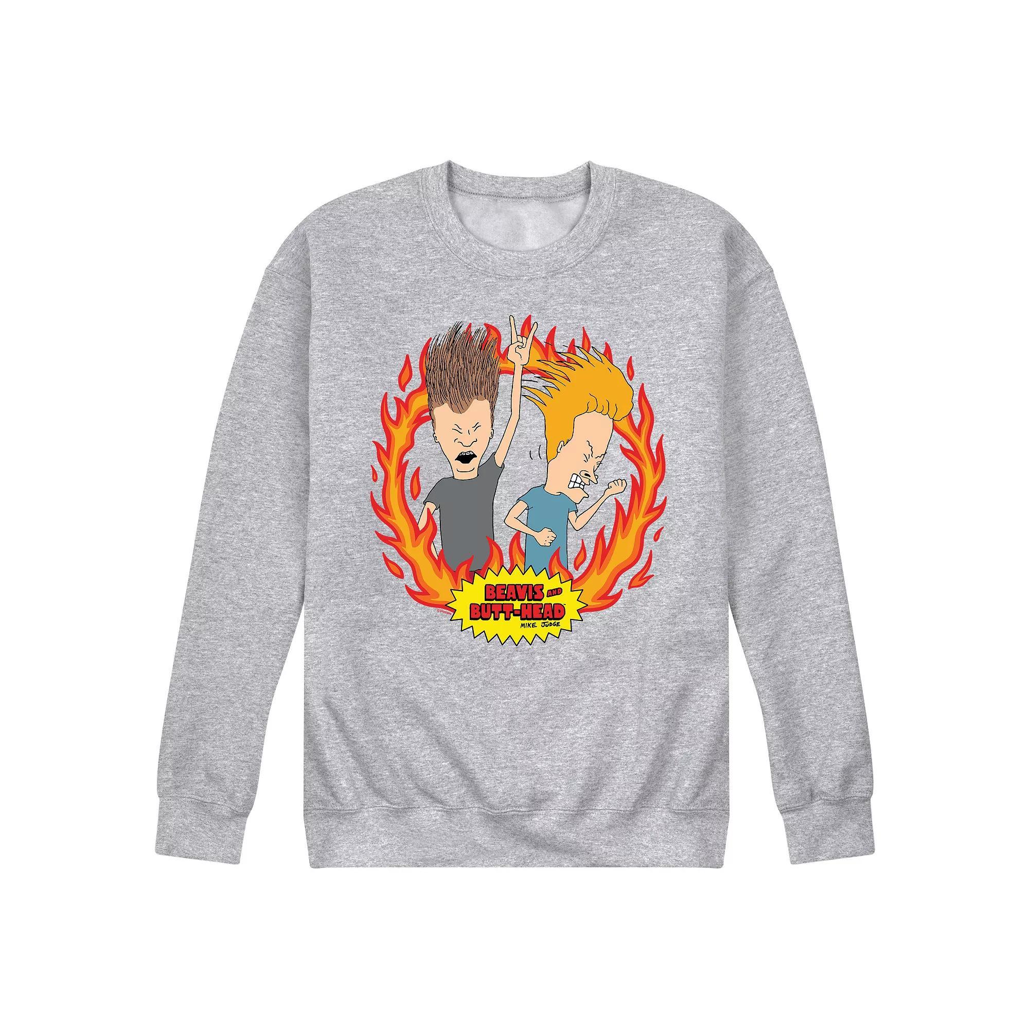 Mens Beavis And Butthead Rock Flames Sweatshirt Product Image