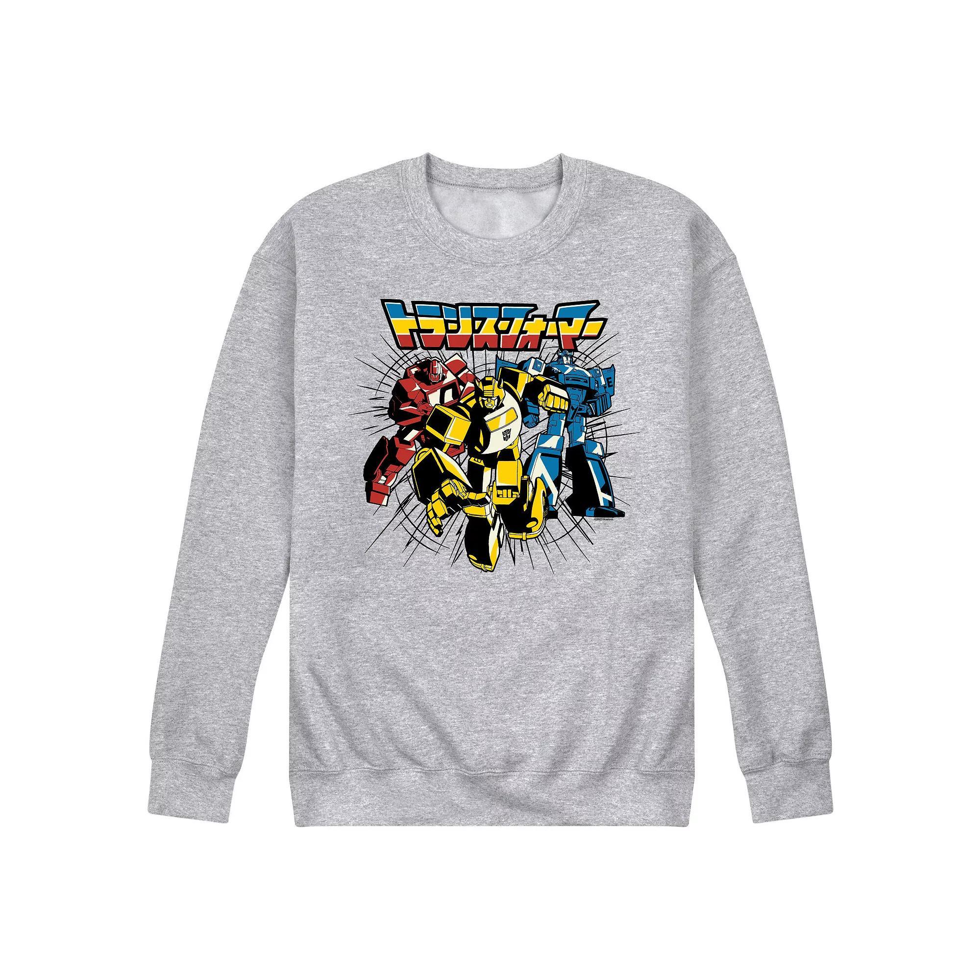 Mens Transformers Noir Group Fleece Sweatshirt Grey Gray Product Image