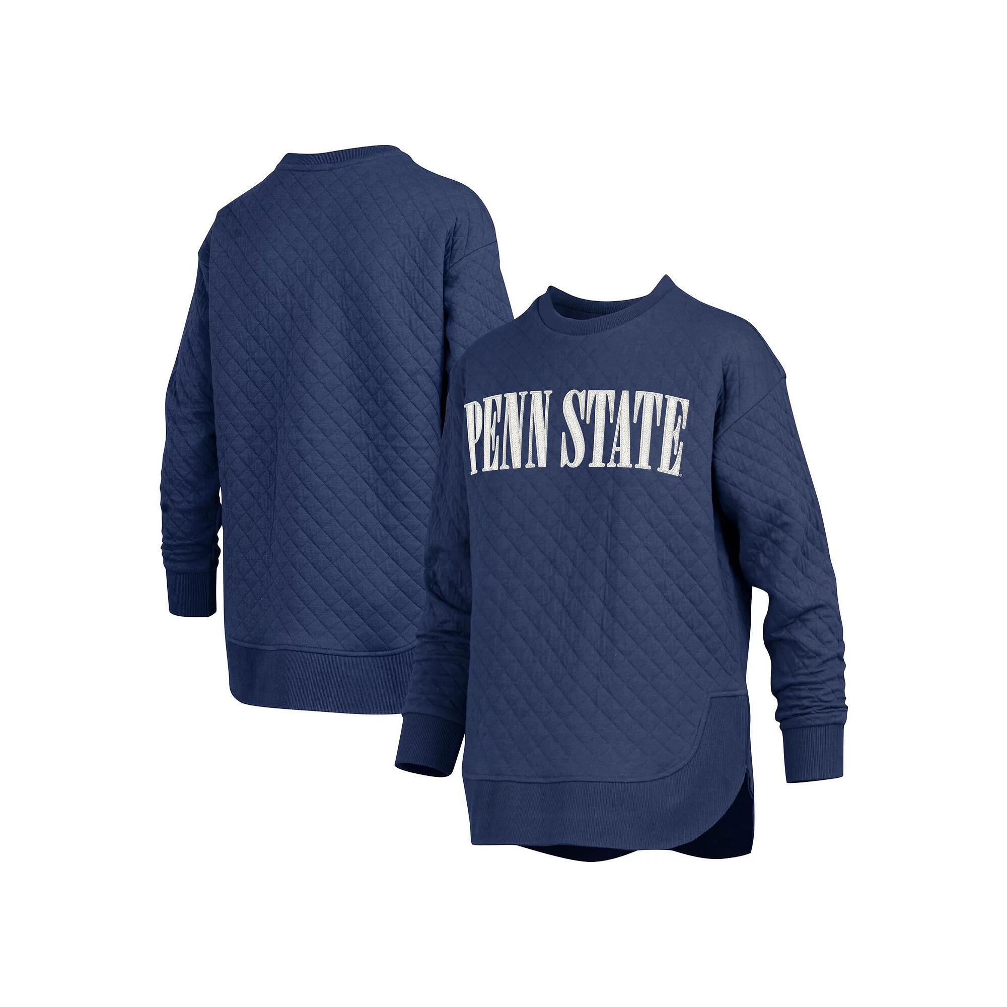 Women's Pressbox Navy Penn State Nittany Lions Quilted Long Sleeve Pullover Sweatshirt, Size: XL, Blue Product Image