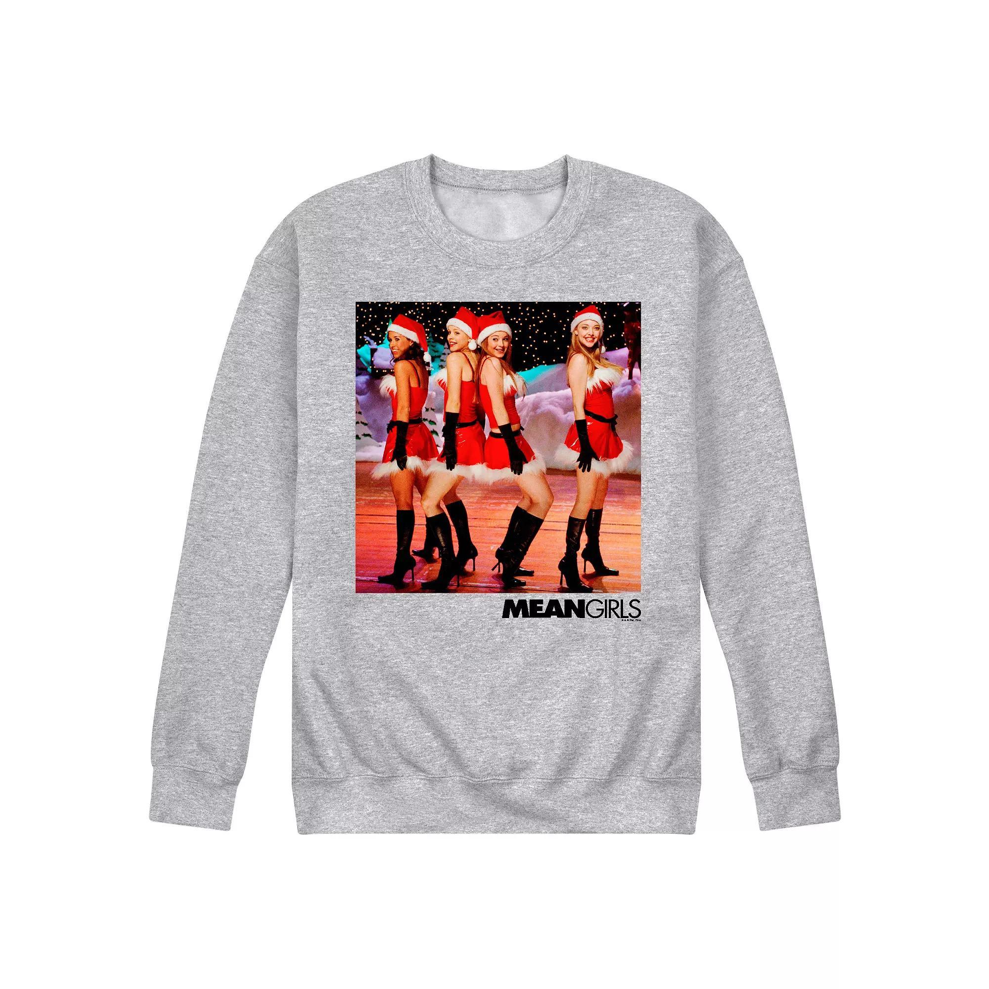 Mens Mean Girls Santa Fleece Sweatshirt Pink Product Image
