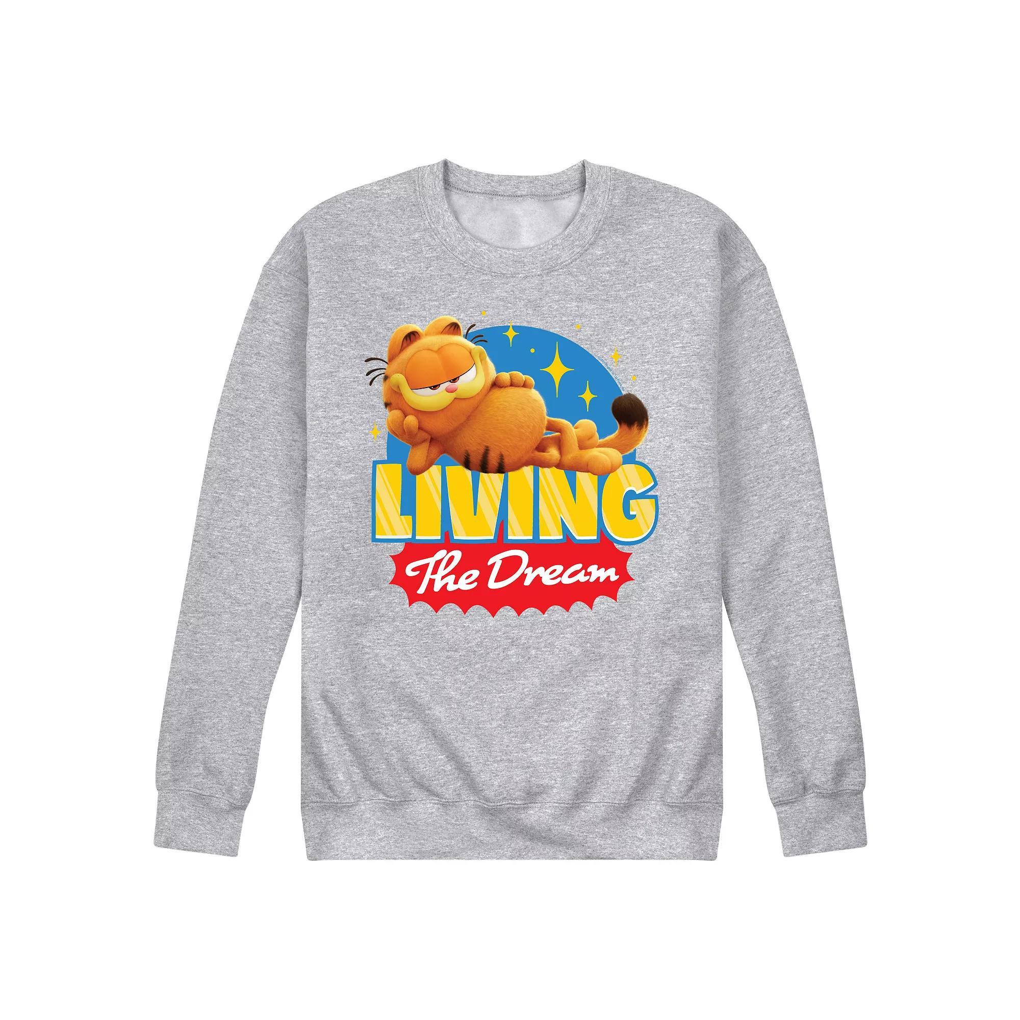 Mens Garfield The Movie Living The Dream Fleece Sweatshirt Athletic Grey Product Image
