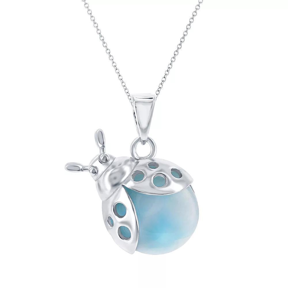 Sterling Silver Larimar Lady Bug Pendant Necklace, Women's, Size: 18", Silvertone Product Image