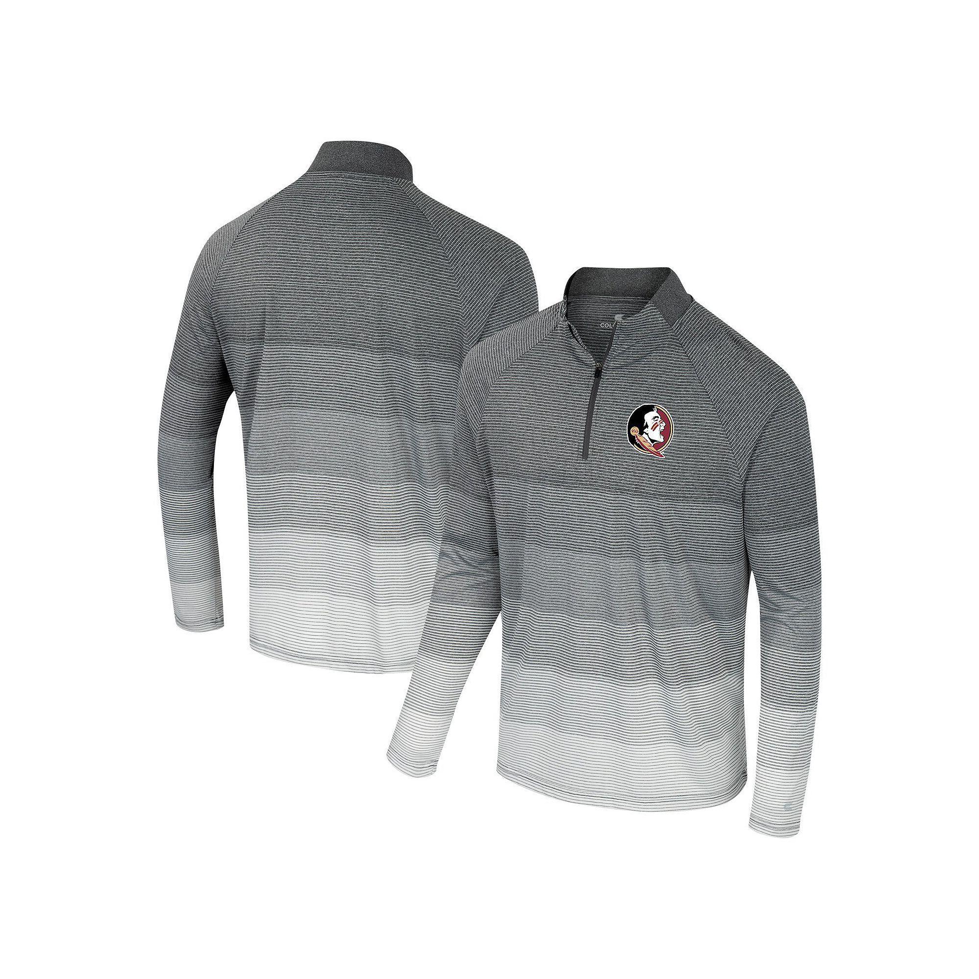 Men's Colosseum  Gray Florida State Seminoles AI Striped Mesh Quarter-Zip Raglan Windshirt, Size: Medium, Grey Product Image