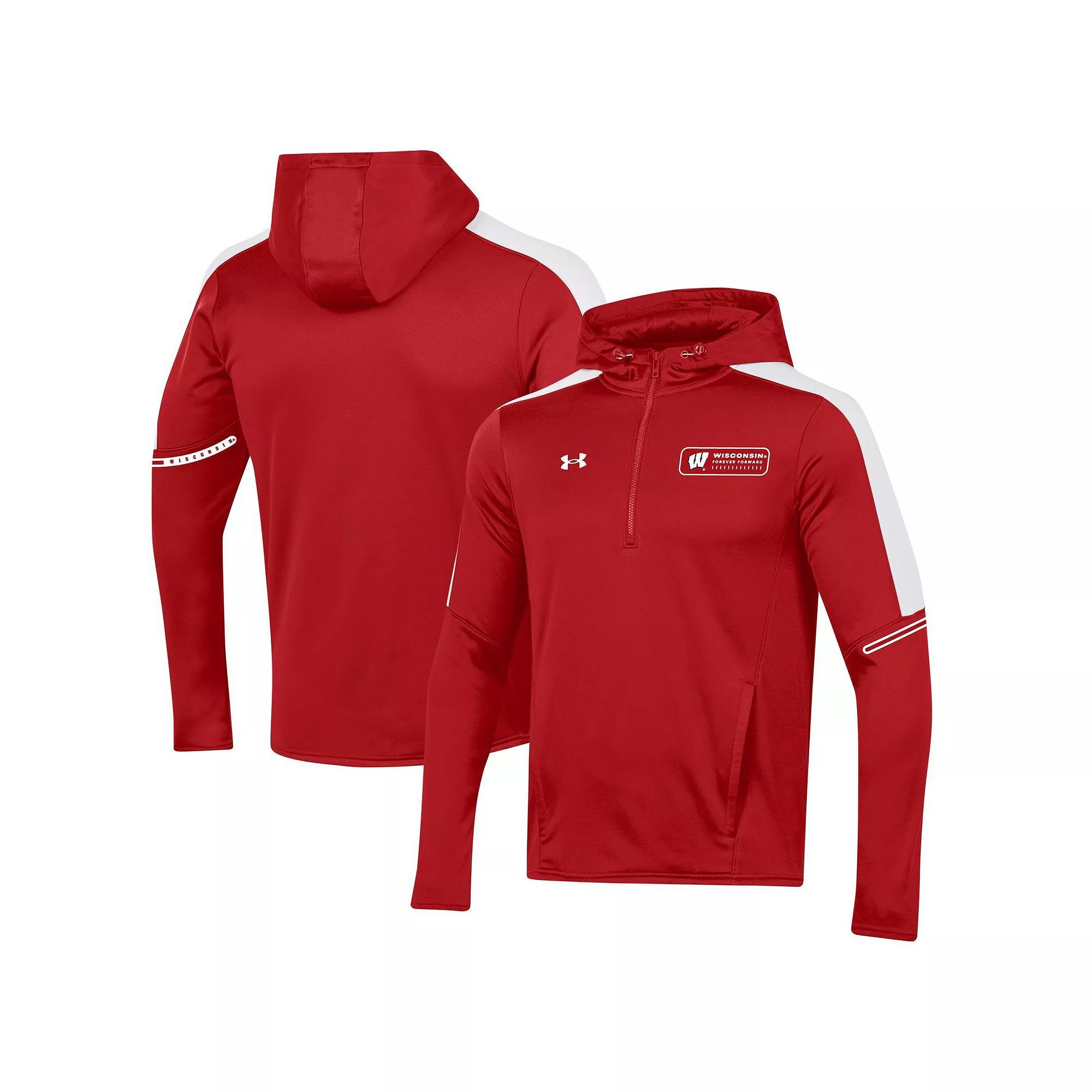 Men's Under Armour Red Wisconsin Badgers 2023 Sideline Quarter-Zip Hoodie, Size: Medium Product Image