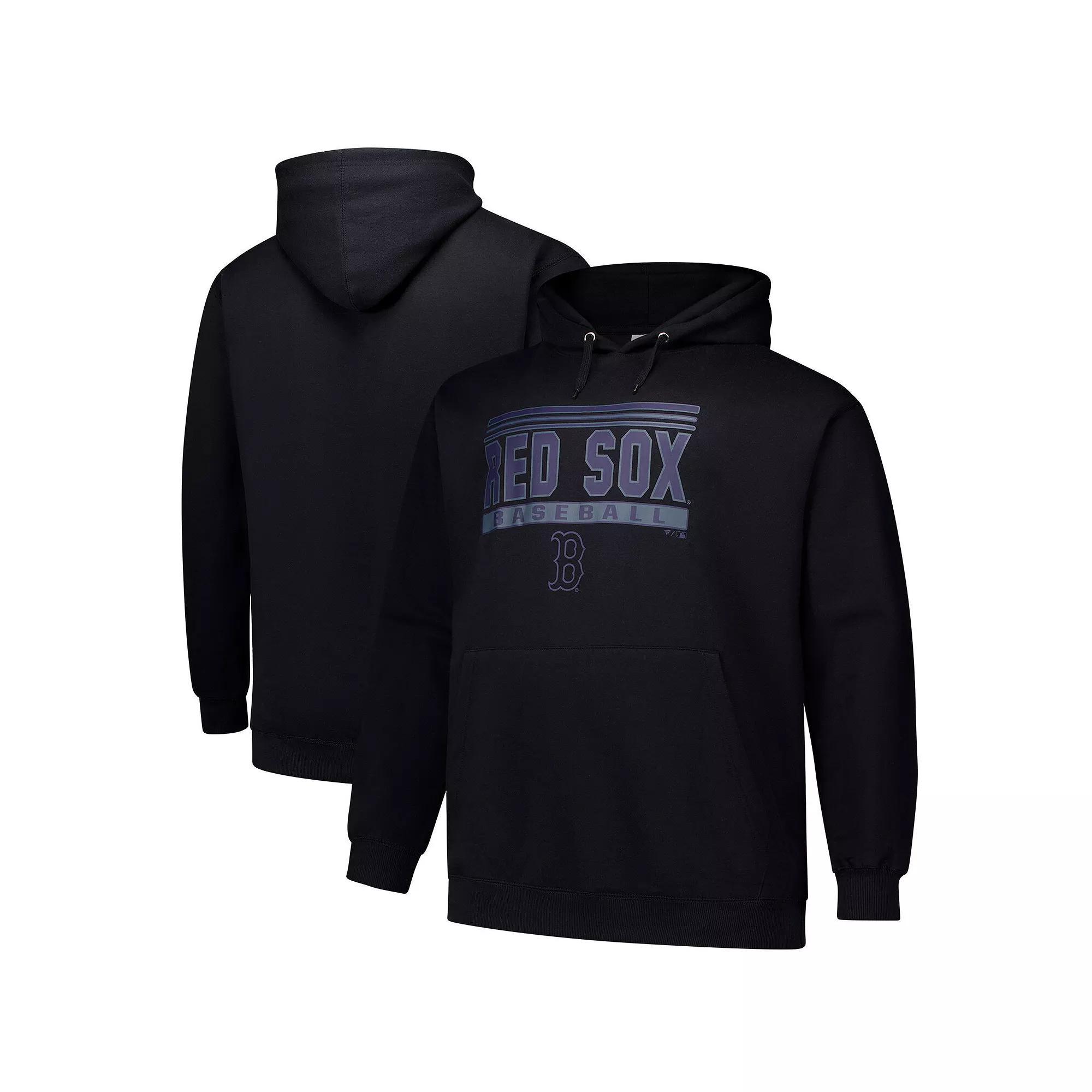 Men's  Black Boston Red Sox Stack Fleece Pullover Hoodie, Size: 2XLT Product Image