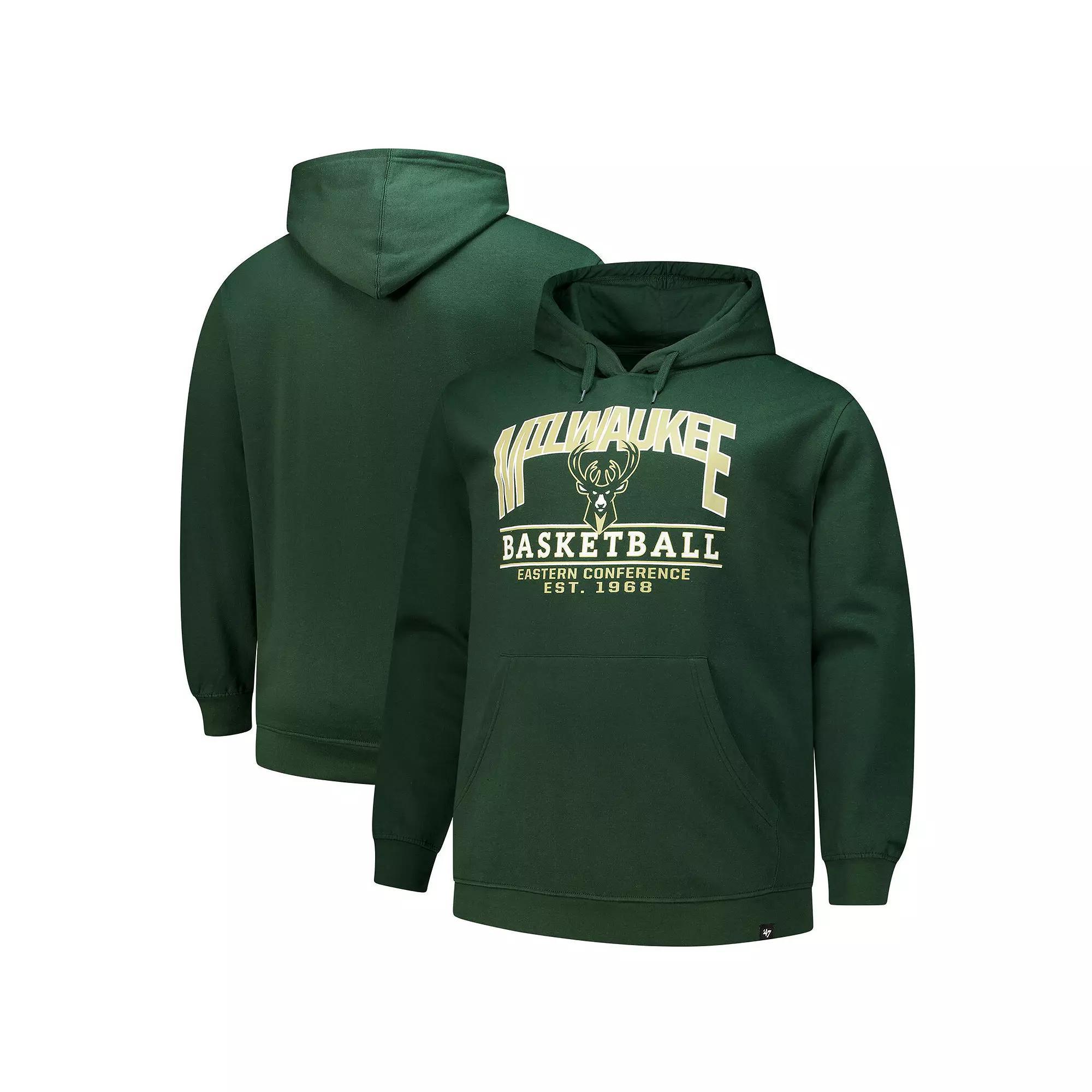 Men's '47 Hunter Green Milwaukee Bucks Good Call Headline Pullover Hoodie, Size: 2XLT, Team Product Image