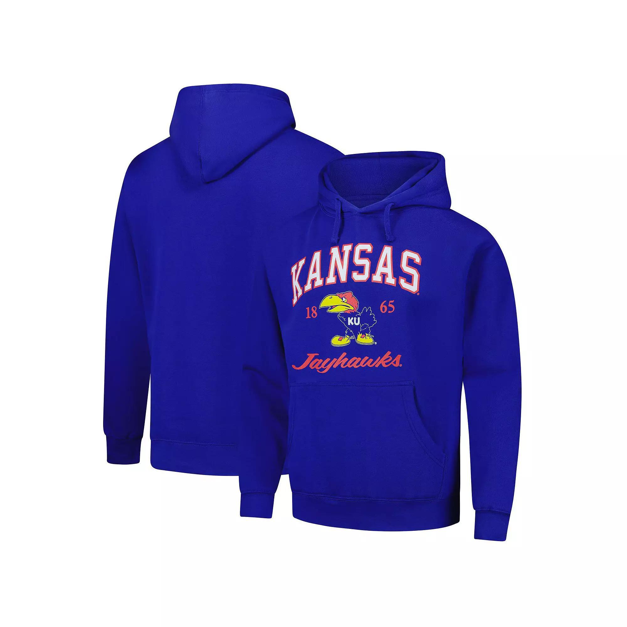 Men's League Collegiate Wear Royal Kansas Jayhawks Arch Script Essential Fleece 2.0 Pullover Hoodie, Size: 3XL, Blue Product Image