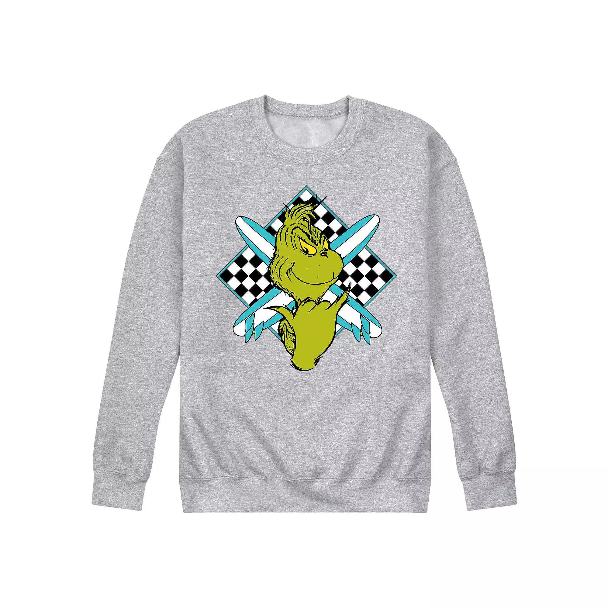 Mens Dr. Seuss The Grinch Crossed Surfboards Fleece Sweatshirt Product Image