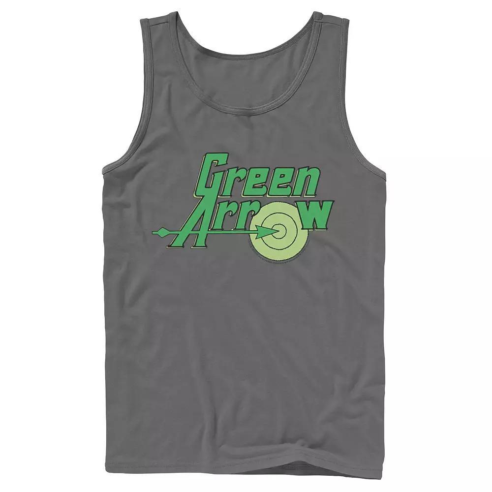 Men's DC Comics The Green Arrow Vintage Text Poster Tank Top, Size: Small, Grey Product Image