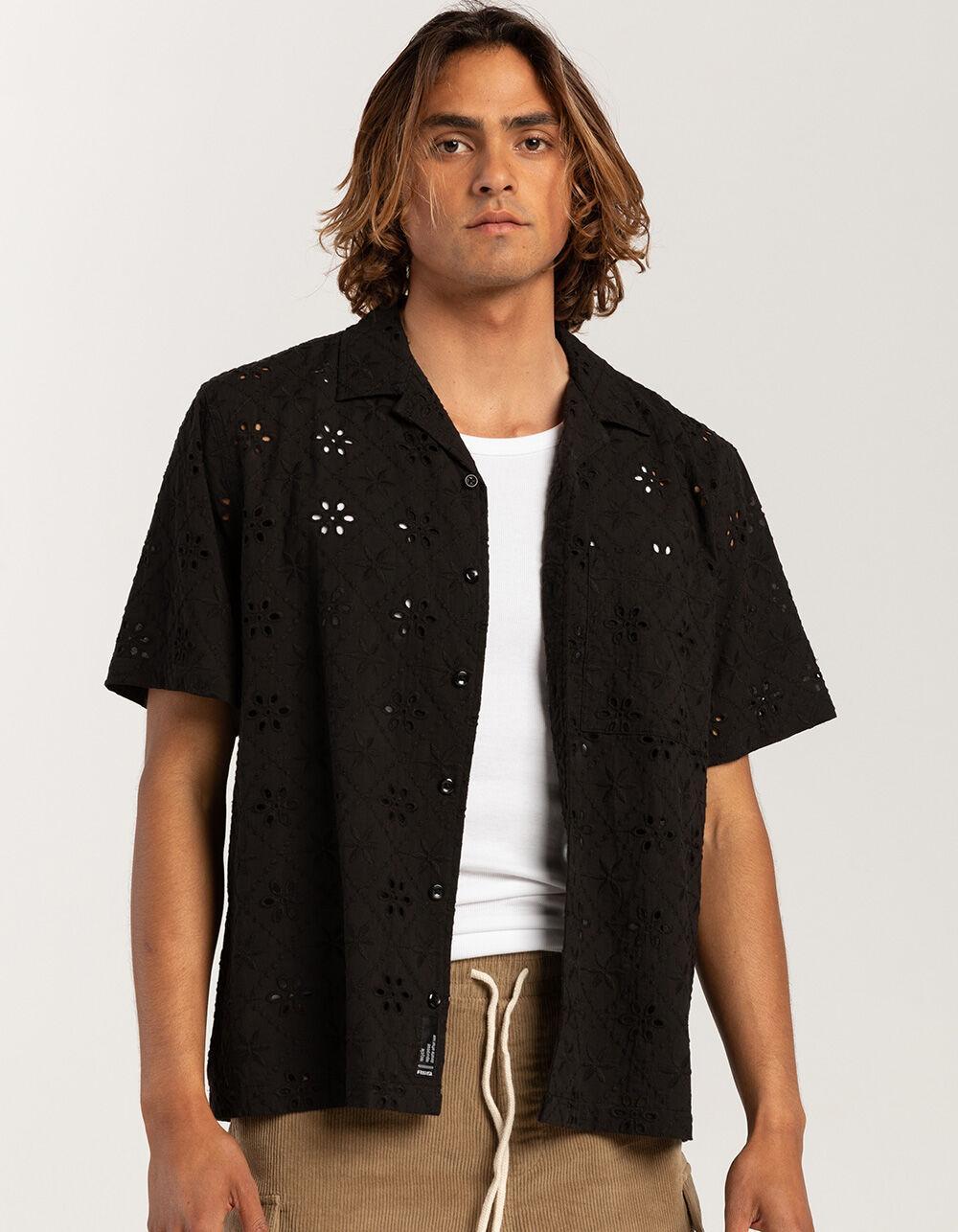 RSQ Mens Eyelet Camp Shirt - BLACK Product Image