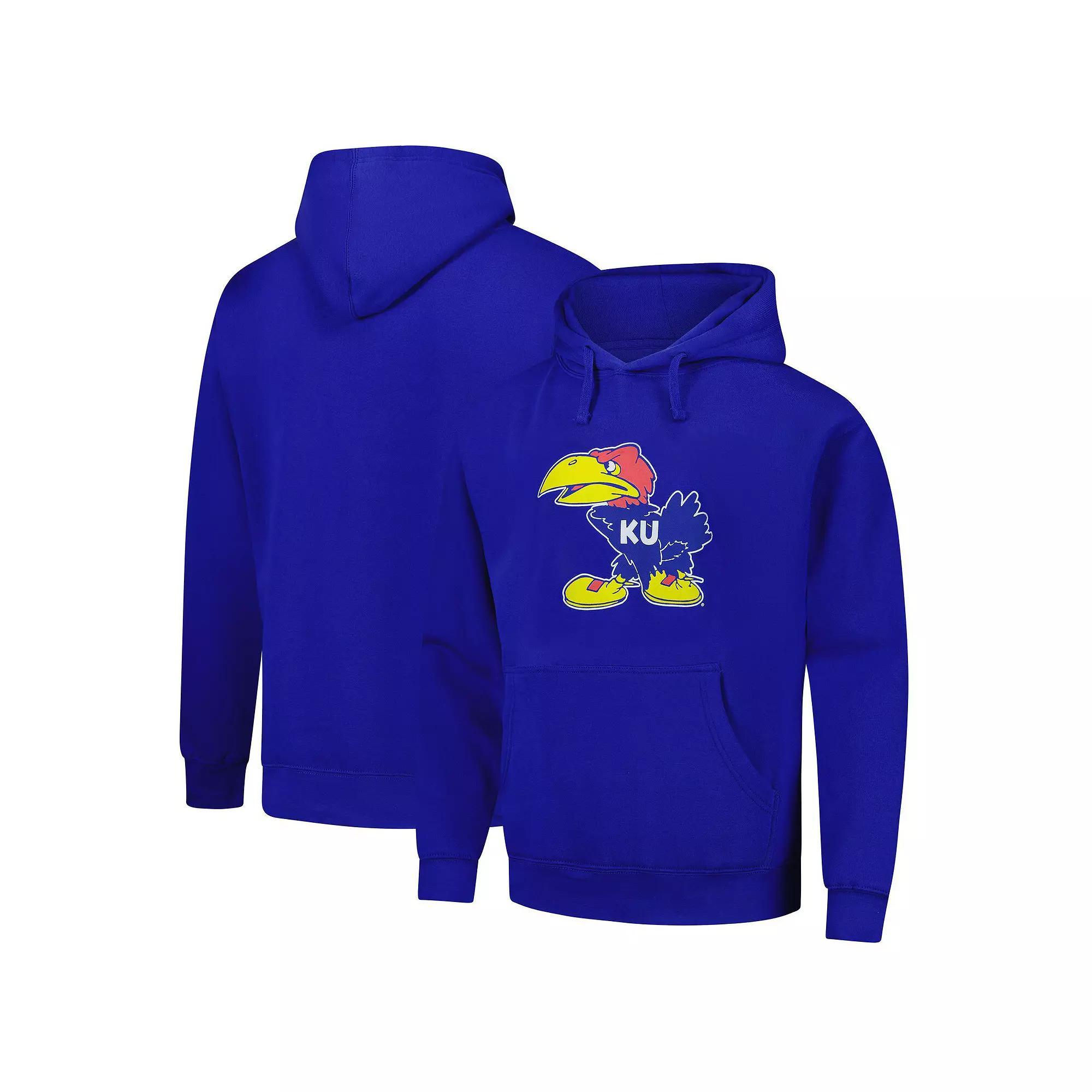 Men's League Collegiate Wear Royal Kansas Jayhawks Vintage Logo Essential Fleece 2.0 Pullover Hoodie, Size: Medium, Blue Product Image
