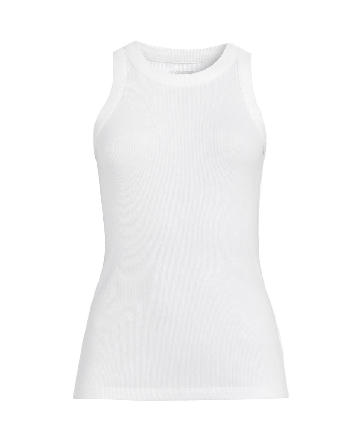 Women's Lands' End Crew Neck Tank Top, Size: XL, White Product Image