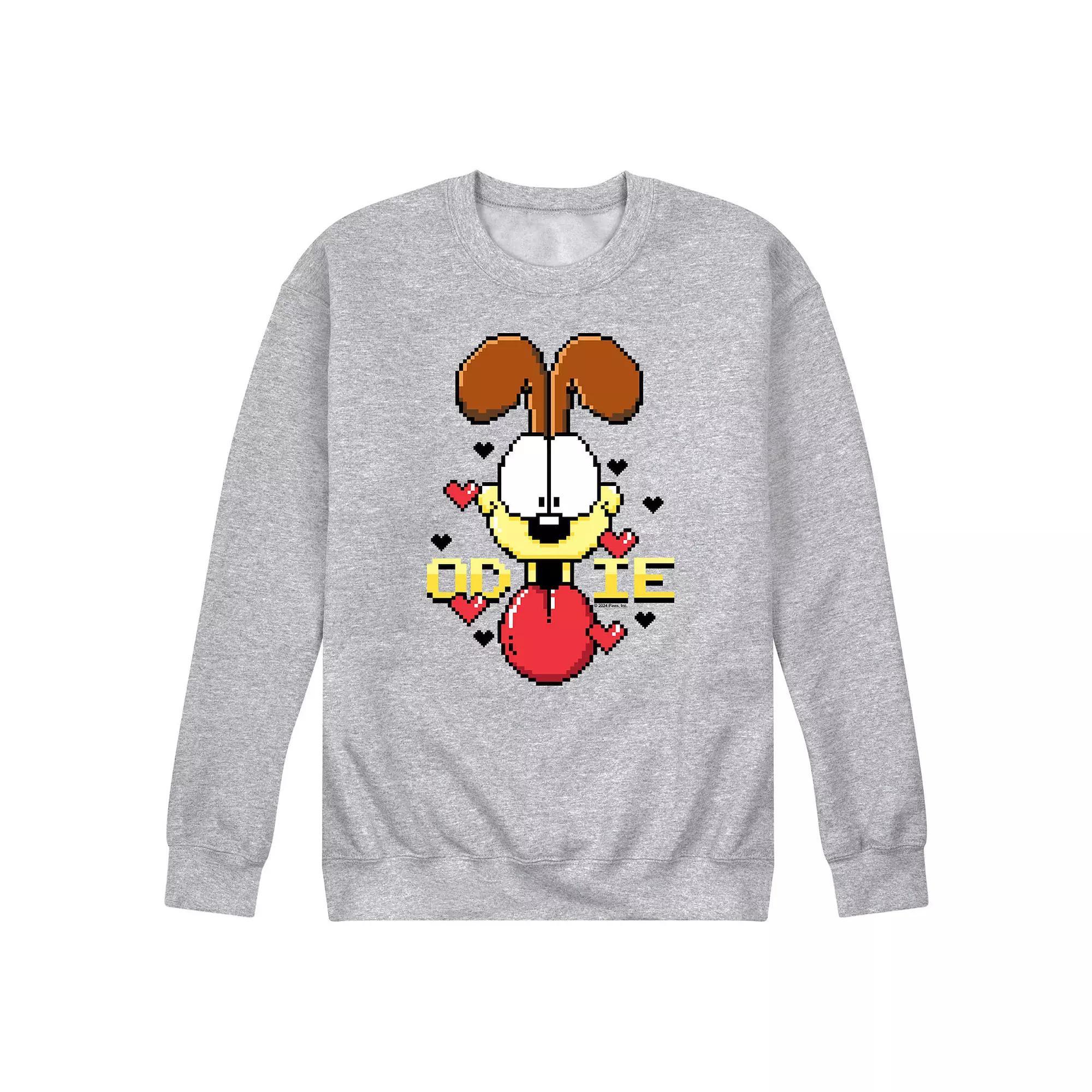 Mens Garfield Pixel Odie Fleece Sweatshirt Grey Gray Product Image