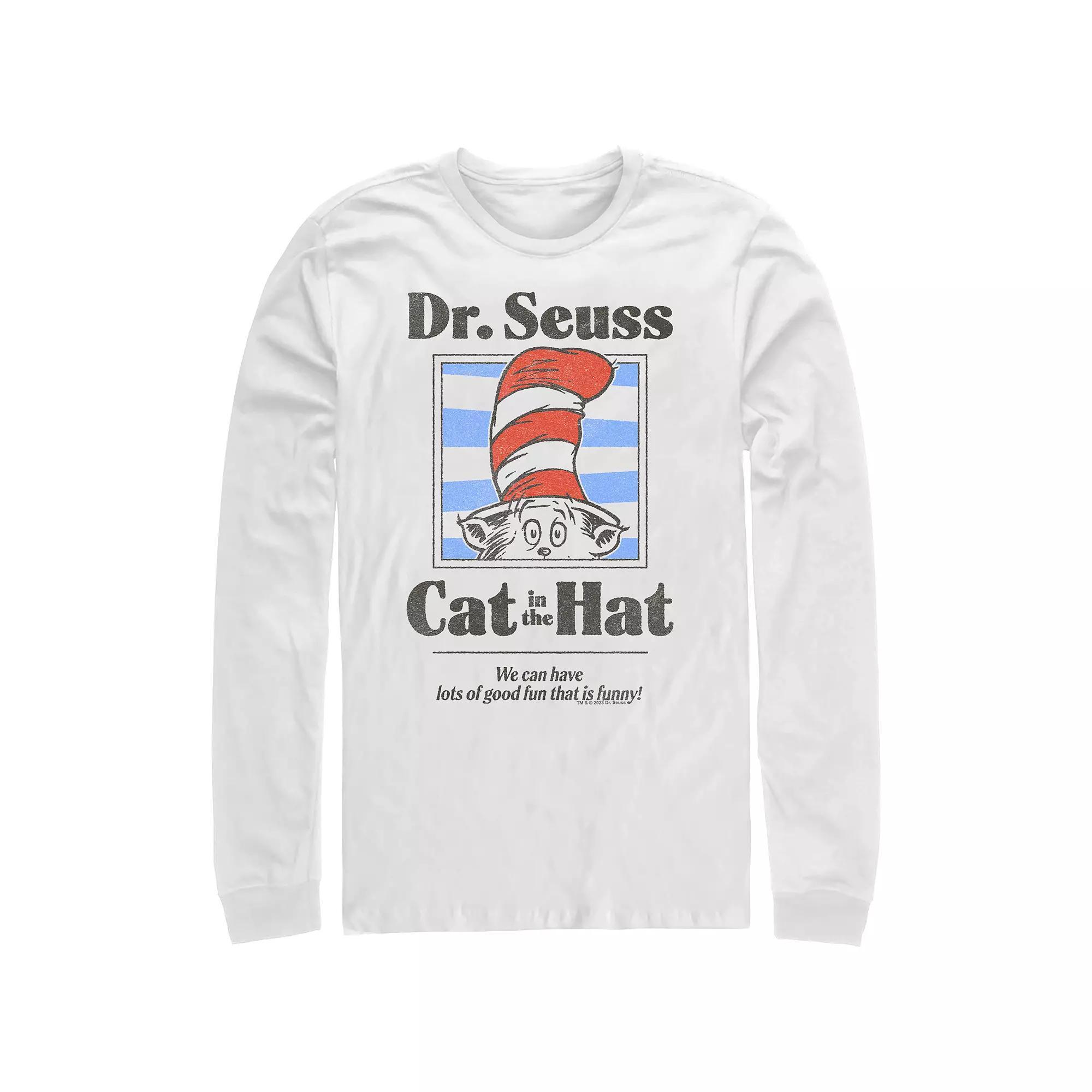 Men's Dr. Seuss The Cat In The Hat That Is Funny Long Sleeve Graphic Tee, Size: Small, White Product Image