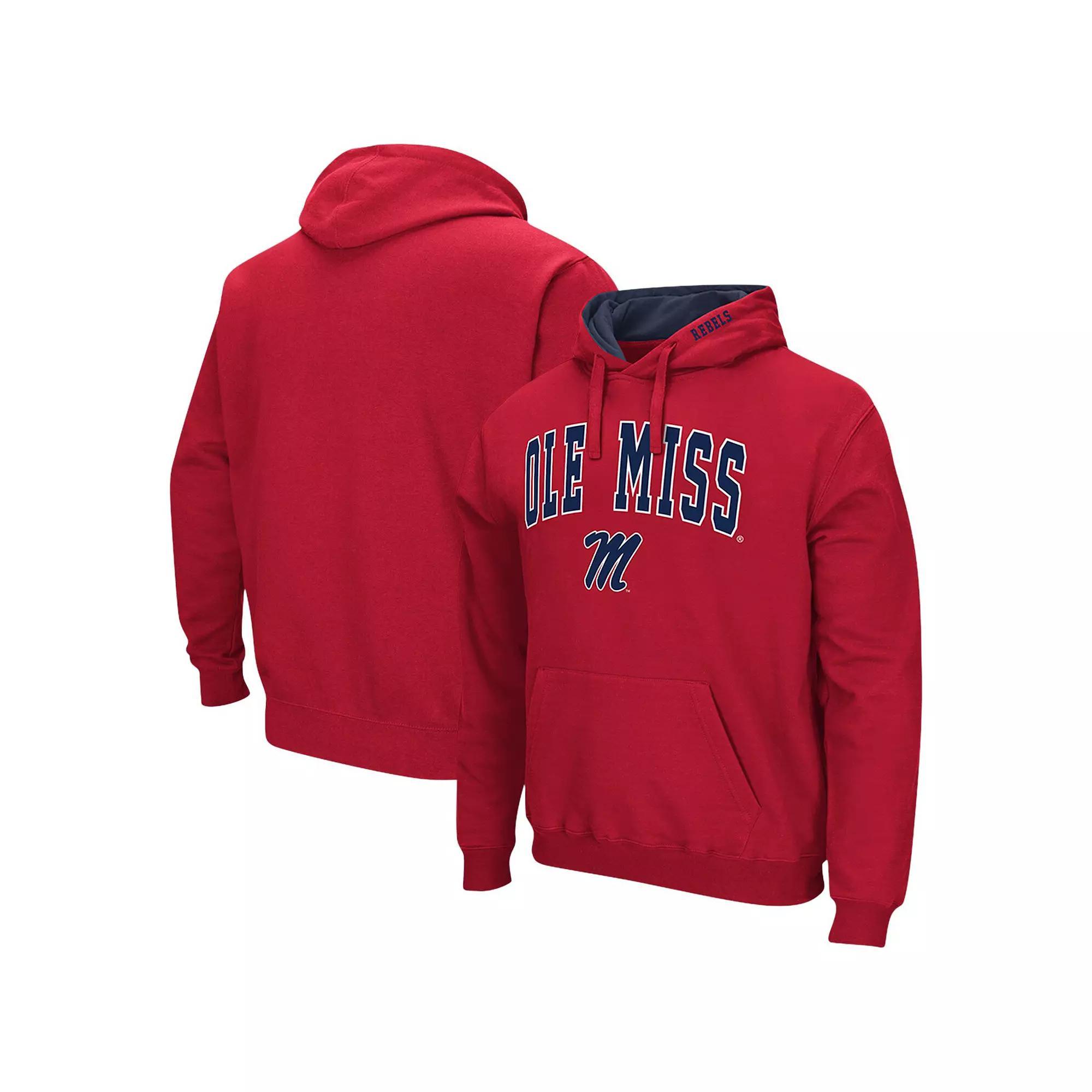 Men's Colosseum Red Ole Miss Rebels Arch & Logo 3.0 Pullover Hoodie, Size: Medium Product Image