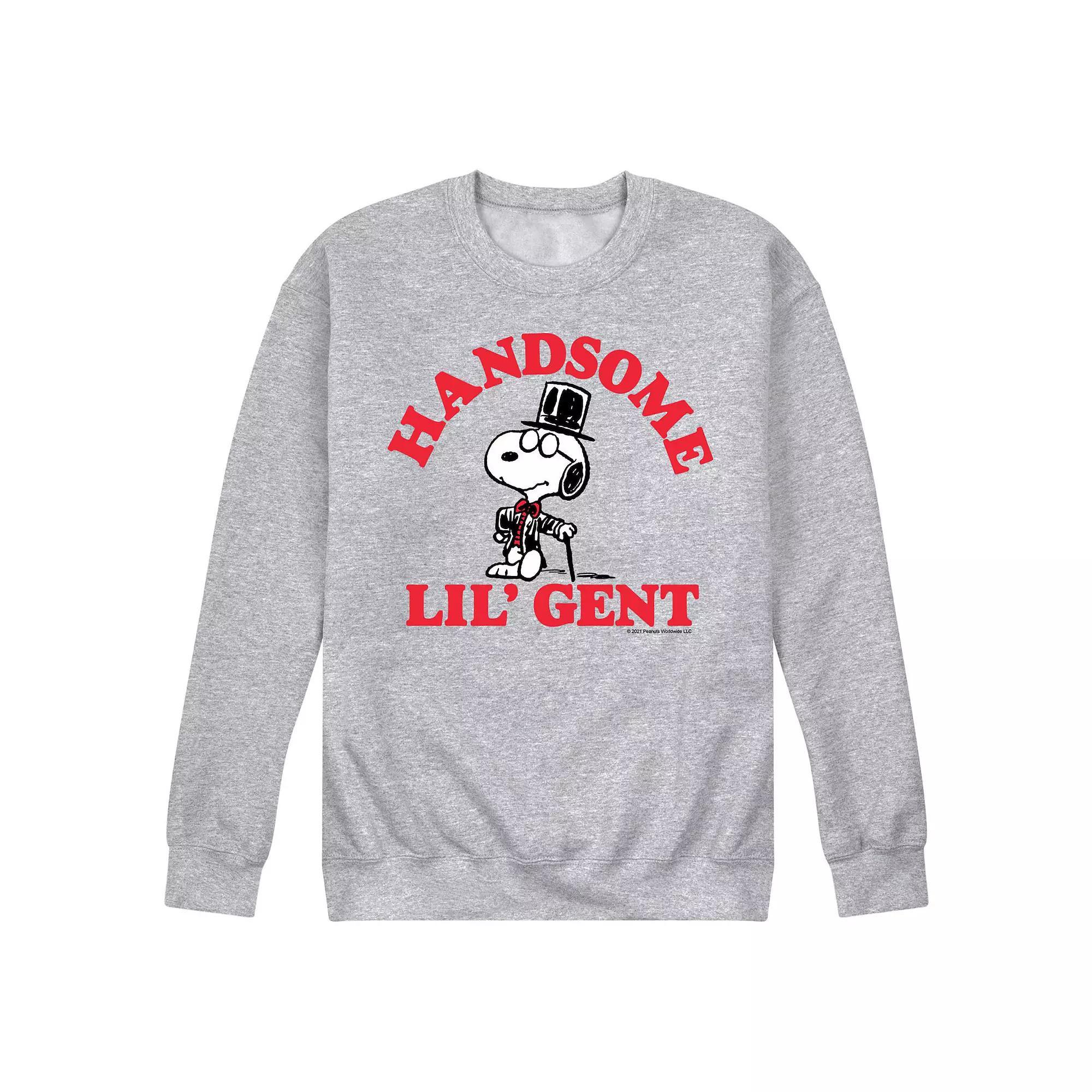 Mens Peanuts Handsome Lil Gent Fleece Sweatshirt Grey Gray Product Image