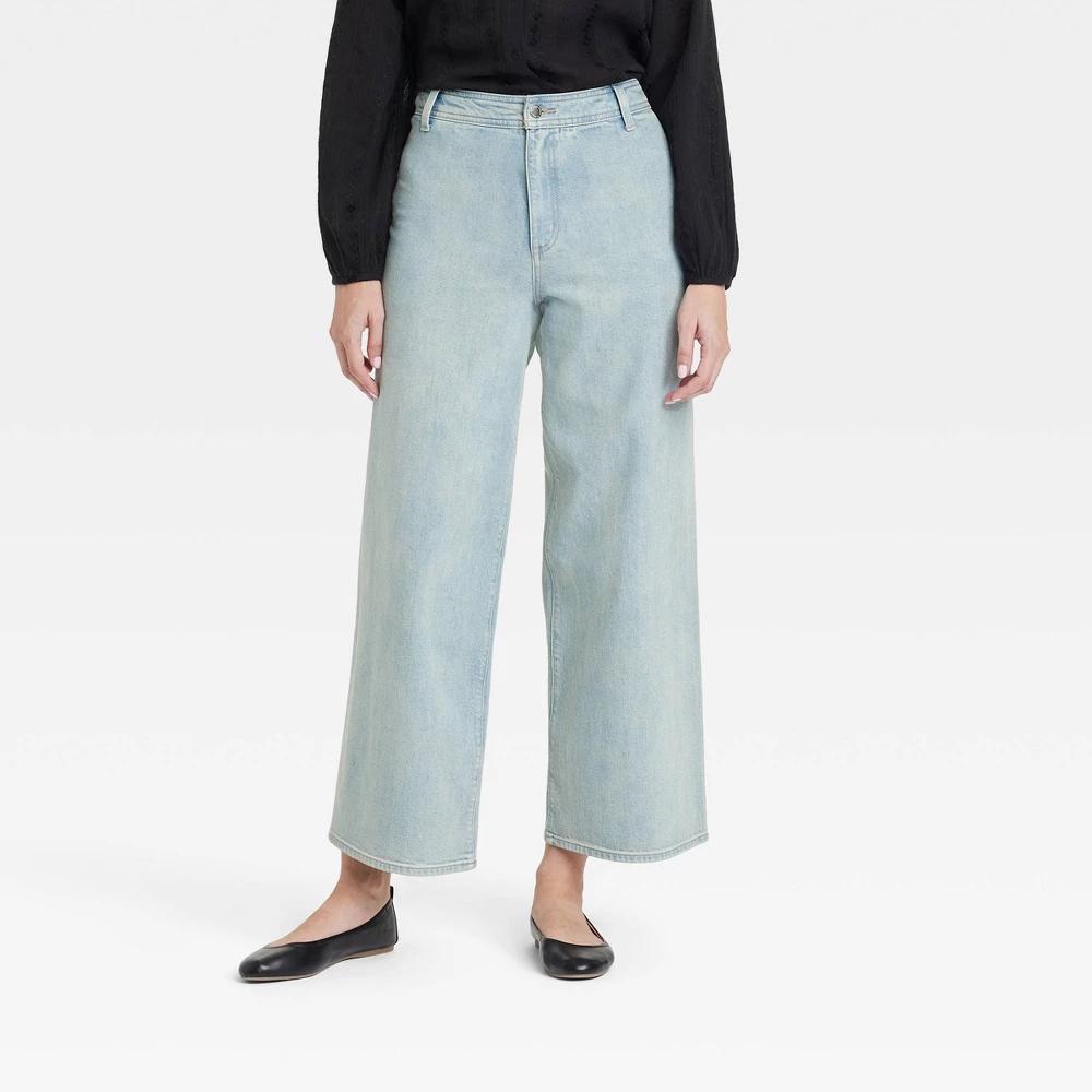 Womens High-Rise Sailor Wide Leg Ankle Jeans - Universal Thread Red 8 Product Image