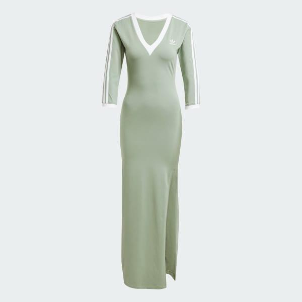 adidas Adicolor Classics 3-Stripes Maxi Dress Light Orchid 2XS Womens Product Image