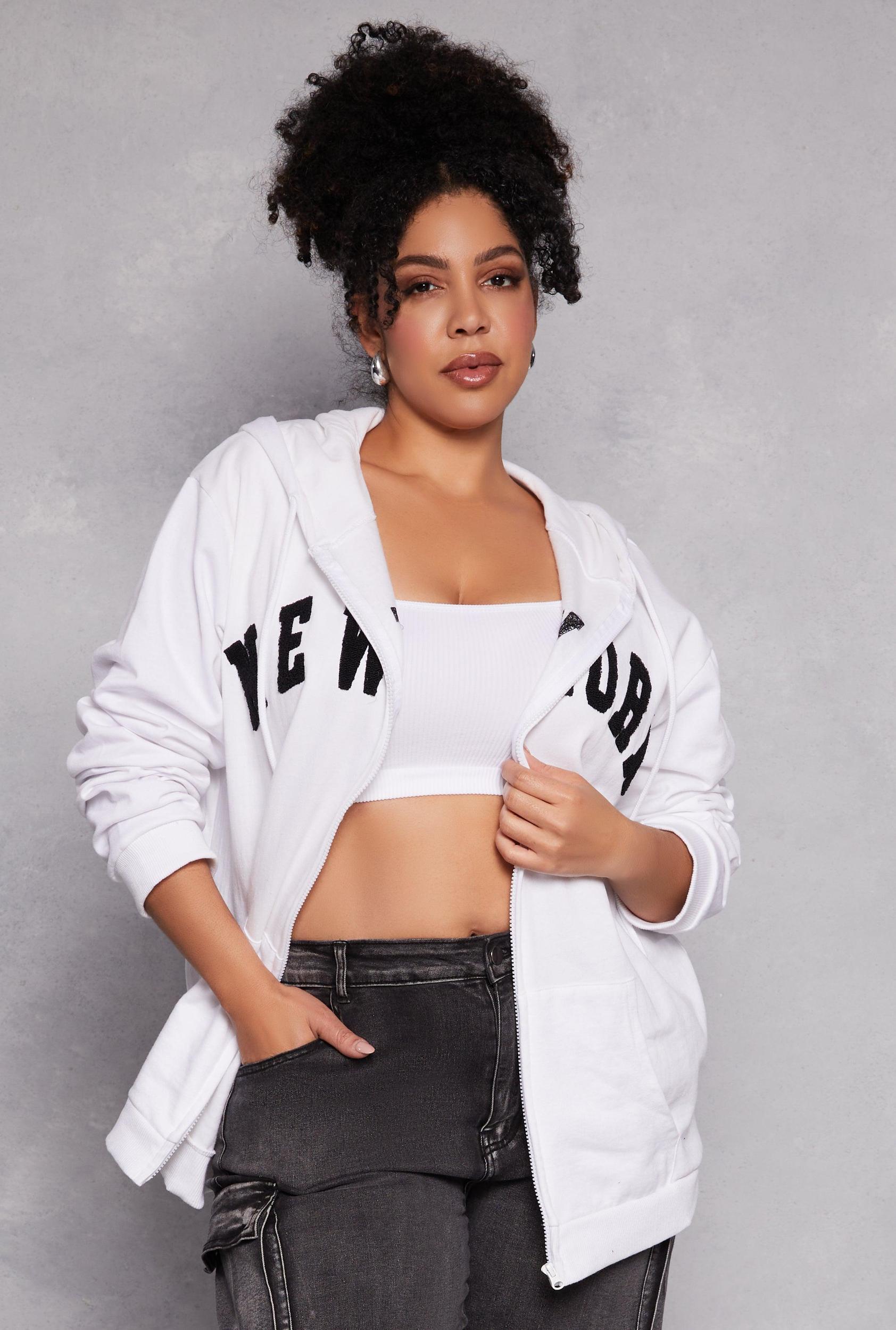 Womens Plus Size New York Zip Front Hoodie Product Image