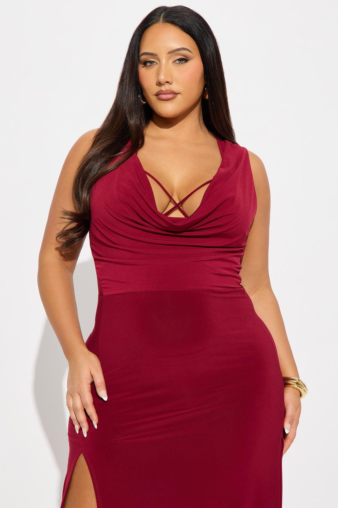 Jayleen Strappy Cowl Neck Maxi Dress - Burgundy Female Product Image