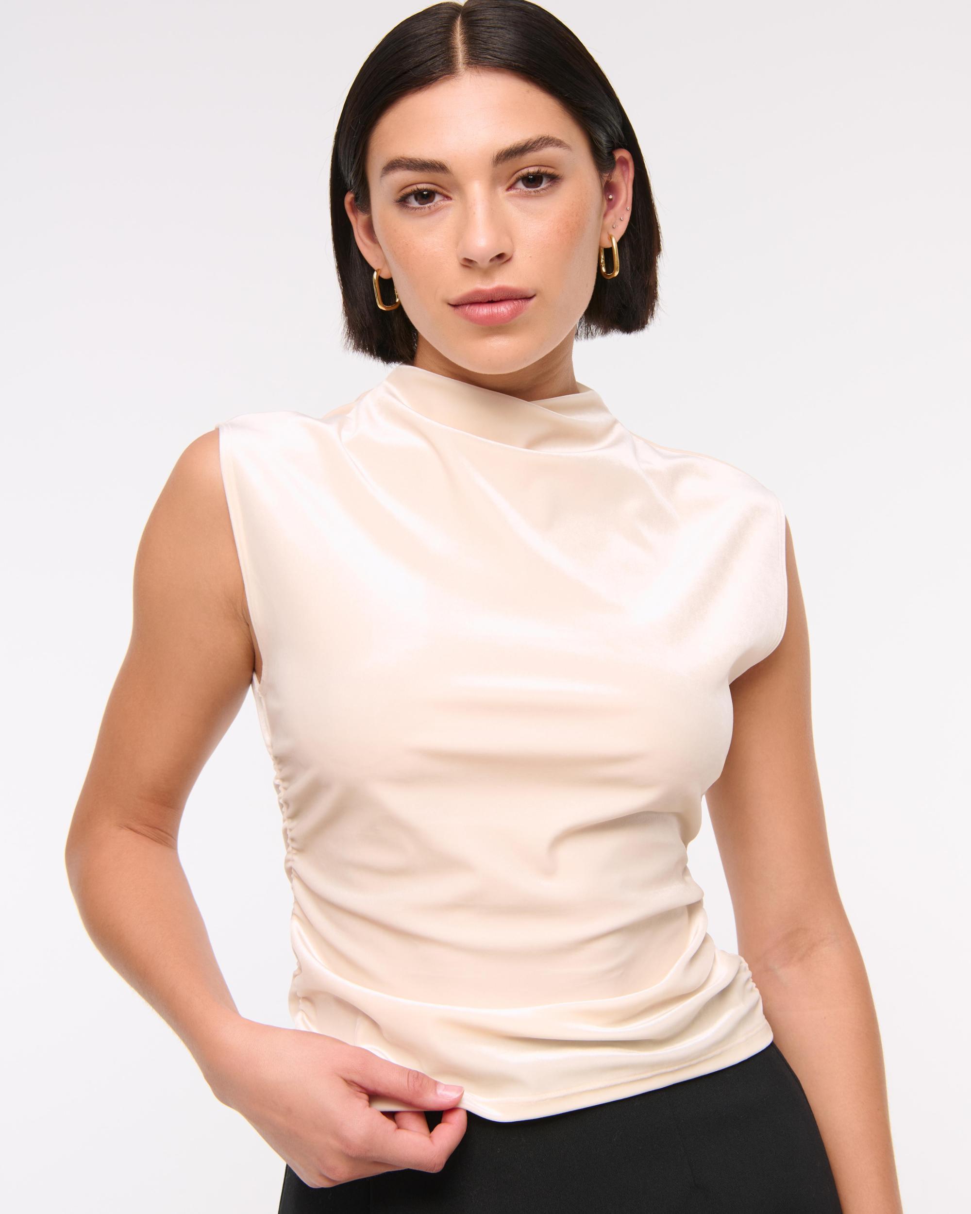 Long-Sleeve Grown-On Mockneck Top Product Image