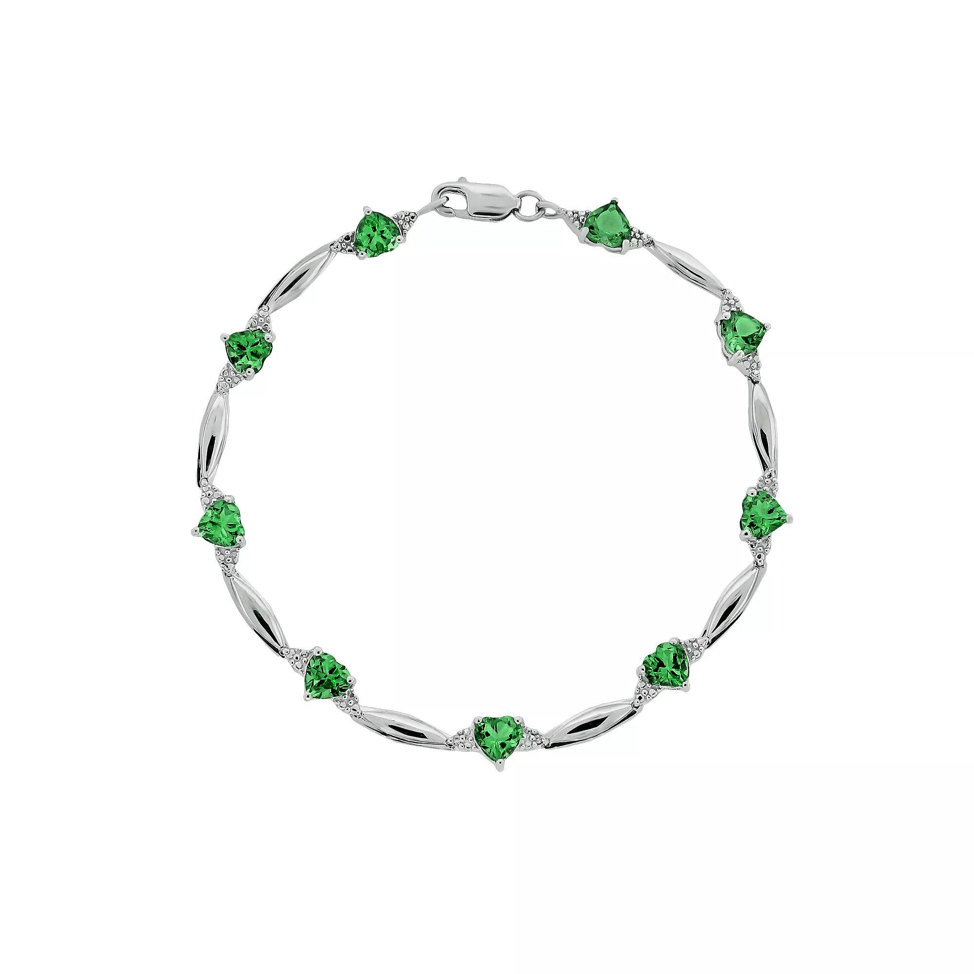 Gemminded Sterling Silver Citrine and Diamond Accent Heart Bracelet, Women's, Size: 7.5" Product Image