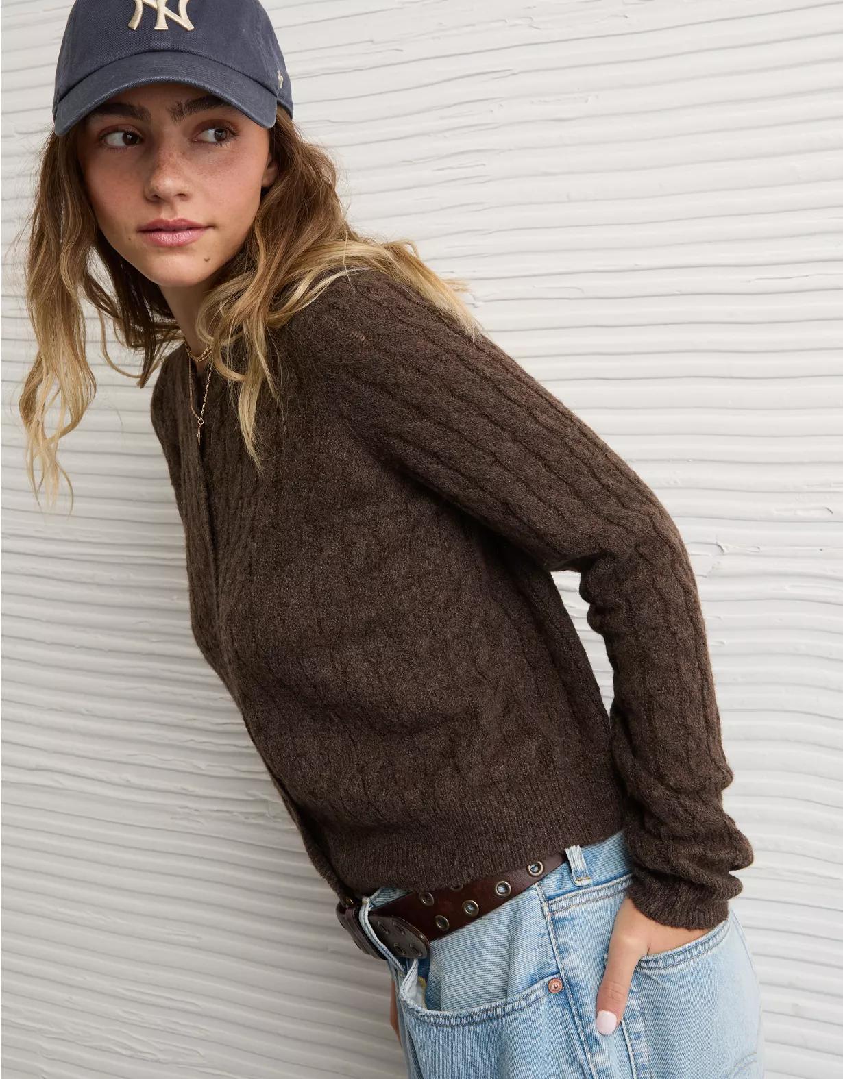 AE Whoa So Soft Button-Front Cardigan Product Image