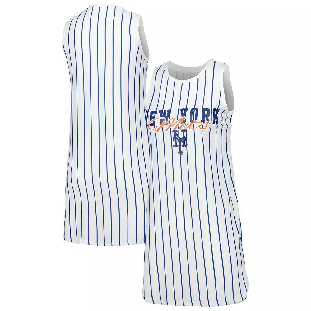 Women's Concepts Sport White New York Mets Reel Pinstripe Knit Sleeveless Nightshirt, Size: Medium Product Image