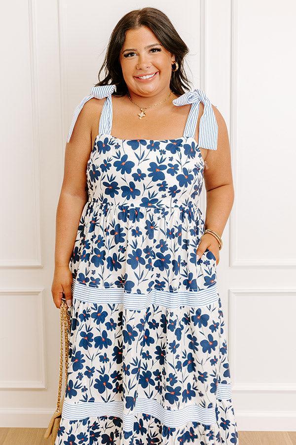 Stroll Through The Park Floral Maxi Dress in Navy Curves Product Image