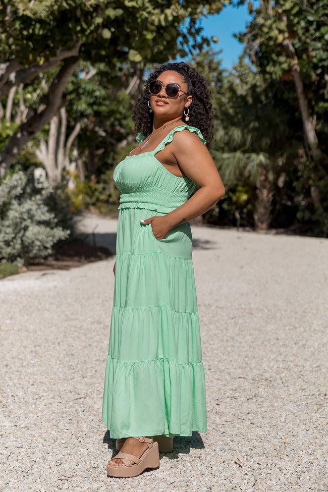 Living A Dream Green Woven Maxi Dress SALE Product Image