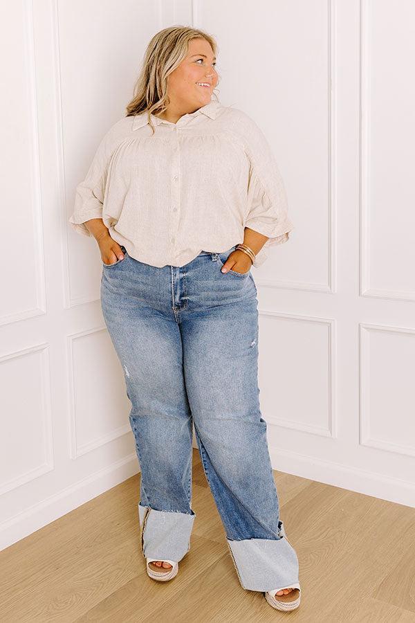 RISEN Ellie High Waist Straight Leg Cuffed Jean Curves Product Image