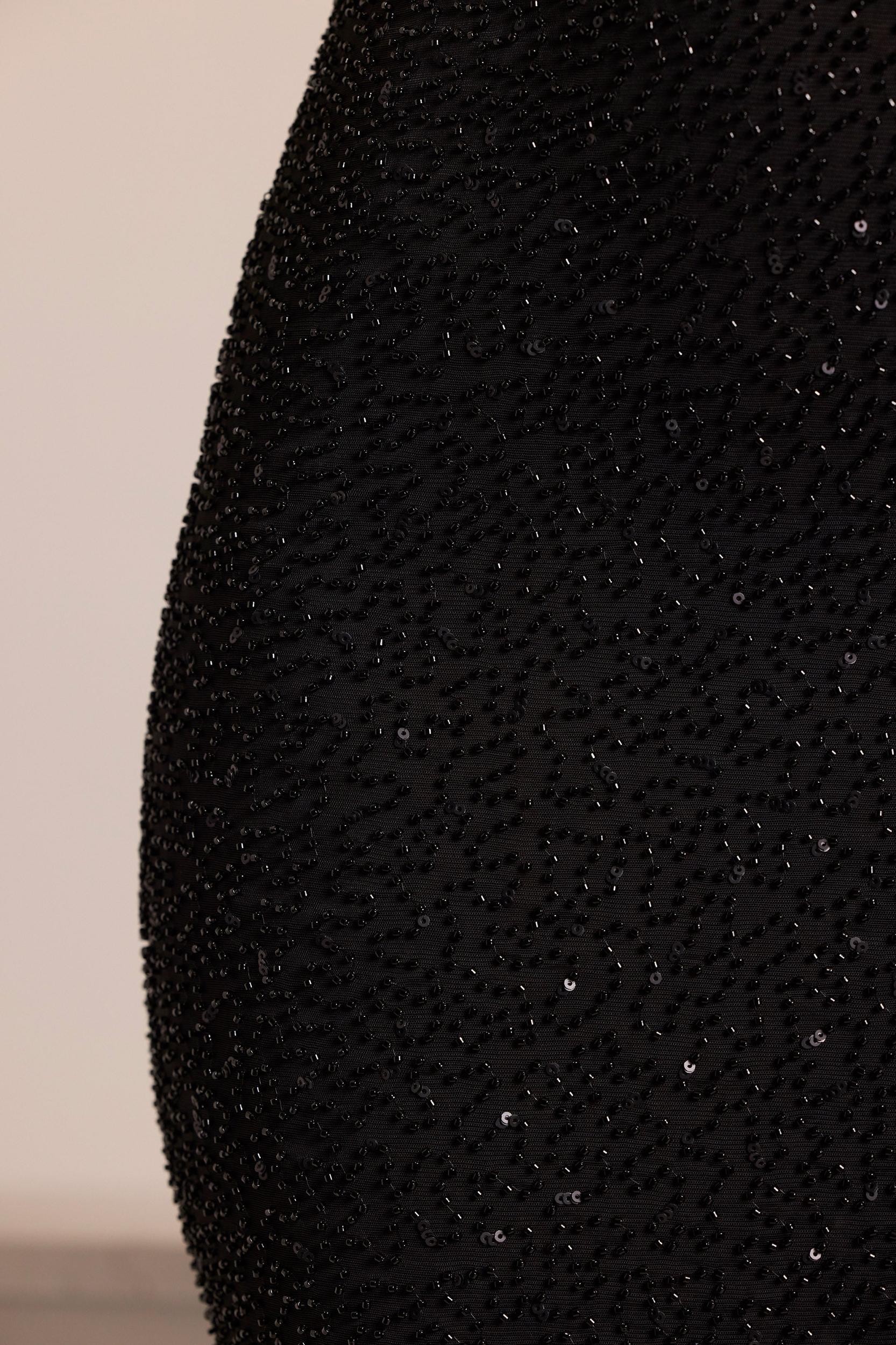 Embellished Cowl Neck Maxi Dress in Black Product Image