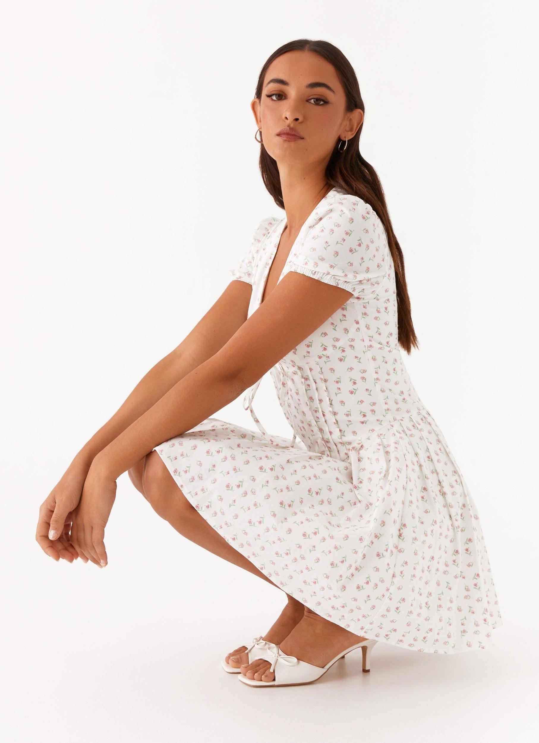 Falling Water Mini Dress - White Floral Product Image