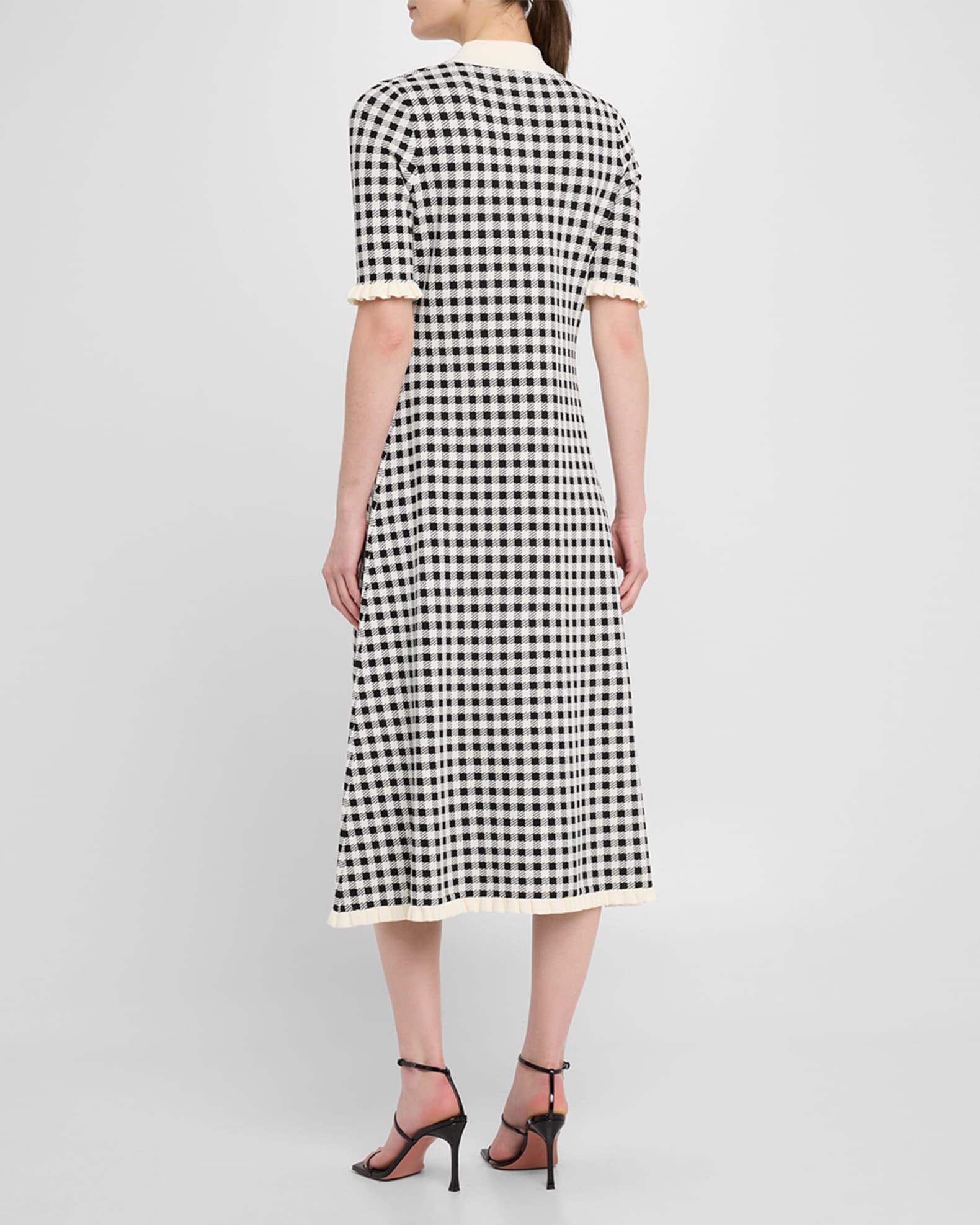Saige Short-Sleeve Knit Gingham Dress Product Image