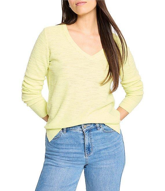 NIC + ZOE Breezy Texture V-Neck Long Sleeve Sweater Product Image