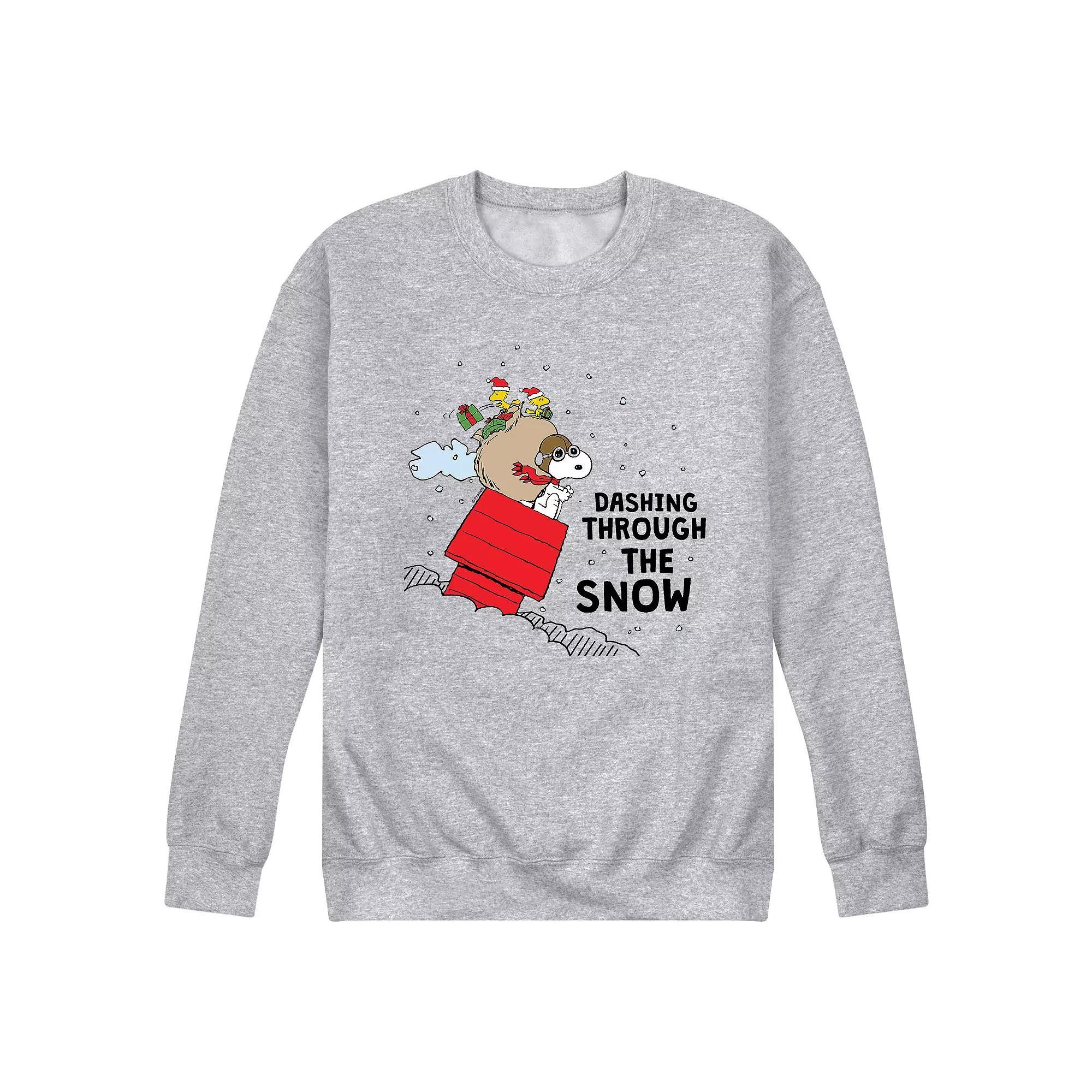 Men's Peanuts Dashing Through The Snow Sweatshirt, Size: XXL, Gray Product Image
