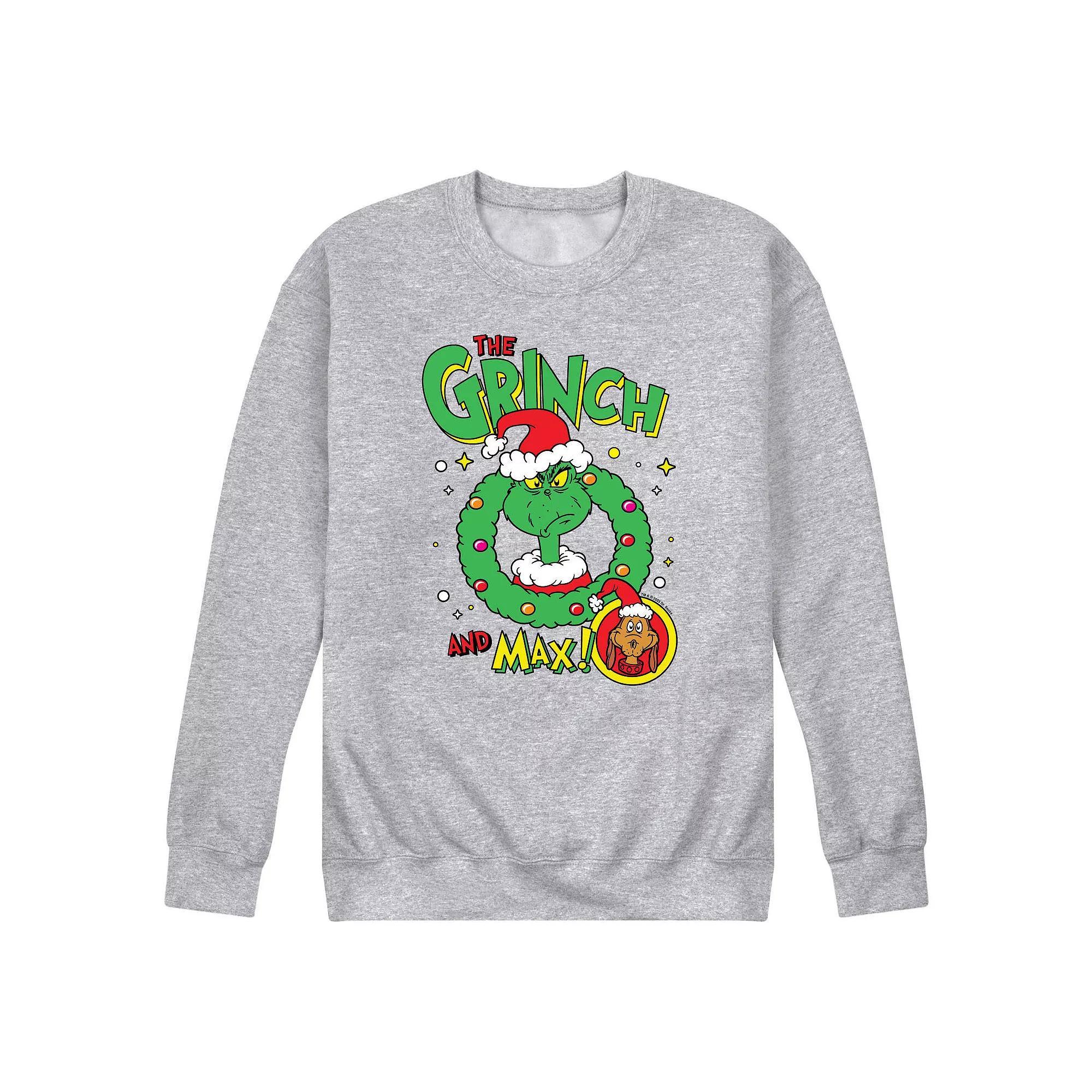 Men's Dr. Seuss The Grinch Grinch and Max Fleece Sweatshirt, Size: Small, Grey Gray Product Image