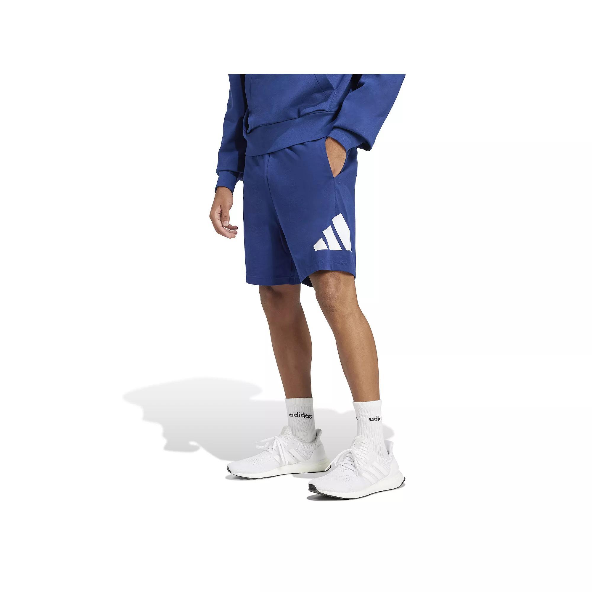 Big & Tall adidas Essentials Big Logo Single Jersey Shorts, Men's, Size: XL Tall, Dark Blue White Product Image