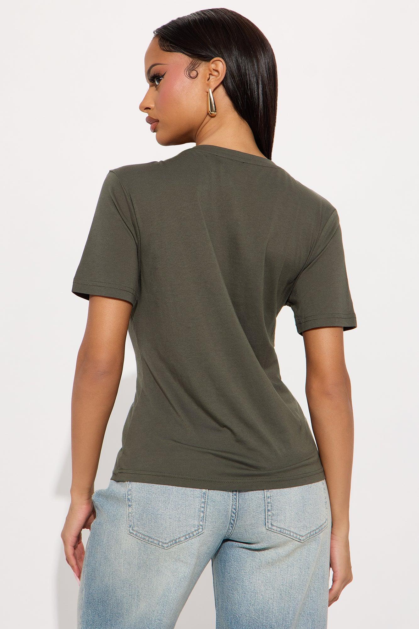 Ava V-Neck Tee - Military Green Product Image
