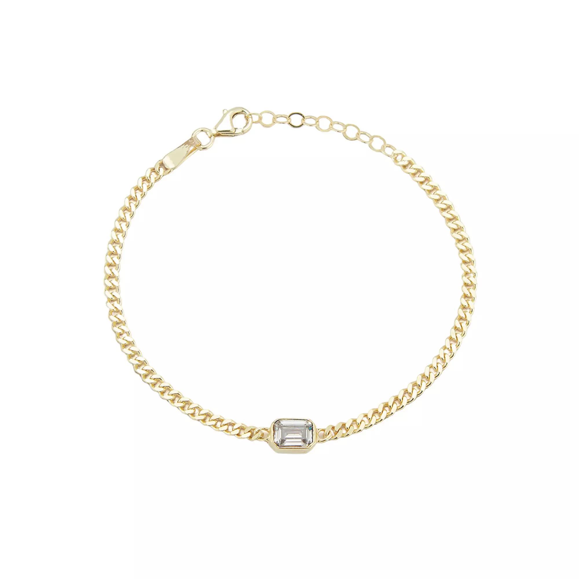 Sunkissed Sterling Cubic Zirconia Curb Chain Bracelet, Women's, Size: 7", Silver Tone Product Image
