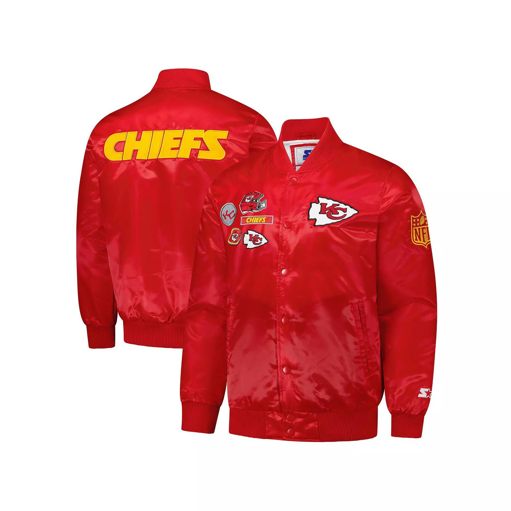Men's Starter Red Kansas City Chiefs Exclusive Satin Full-Snap Varsity Jacket, Size: 2XL Product Image